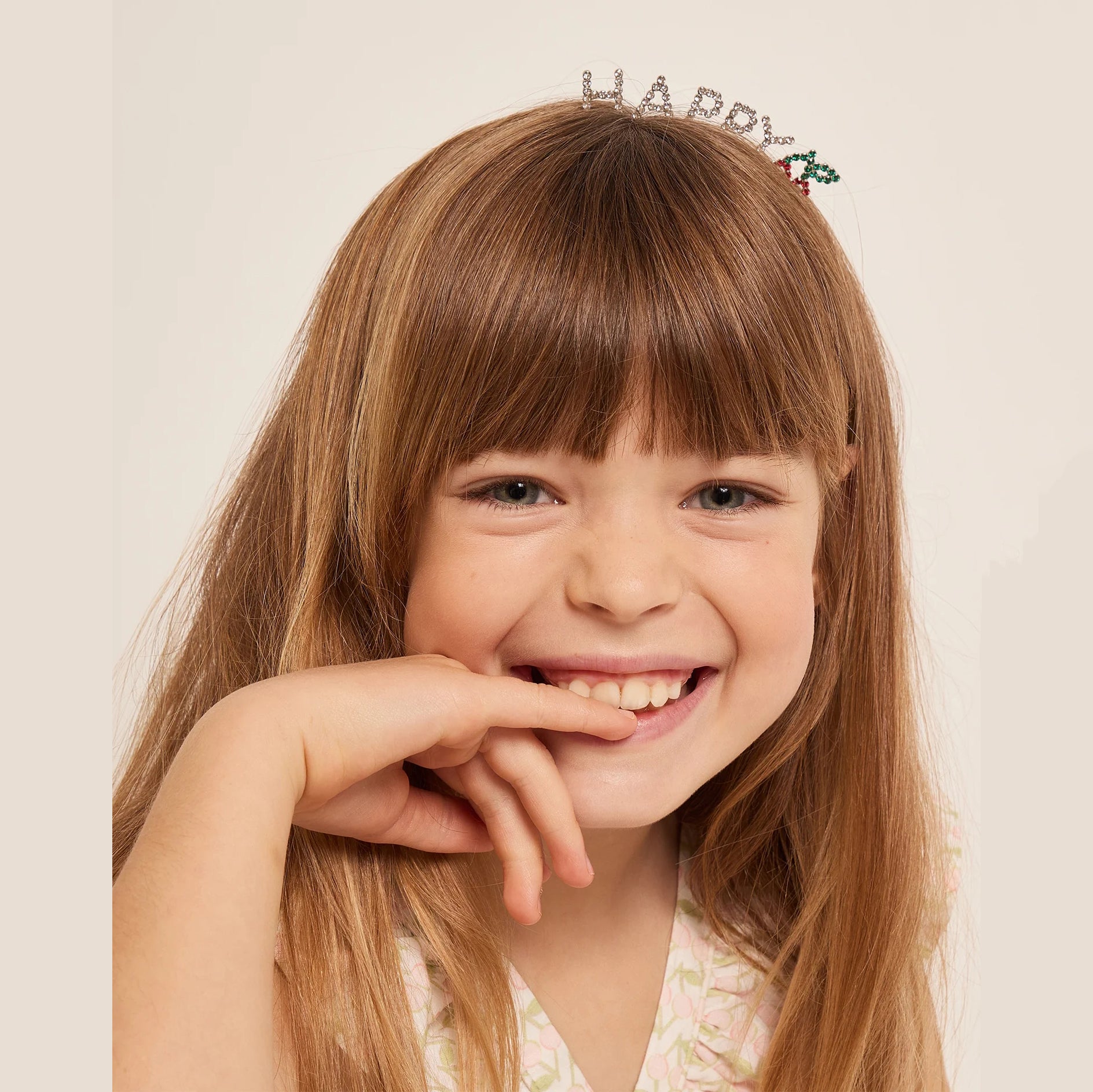Girls White "Happy" Headband