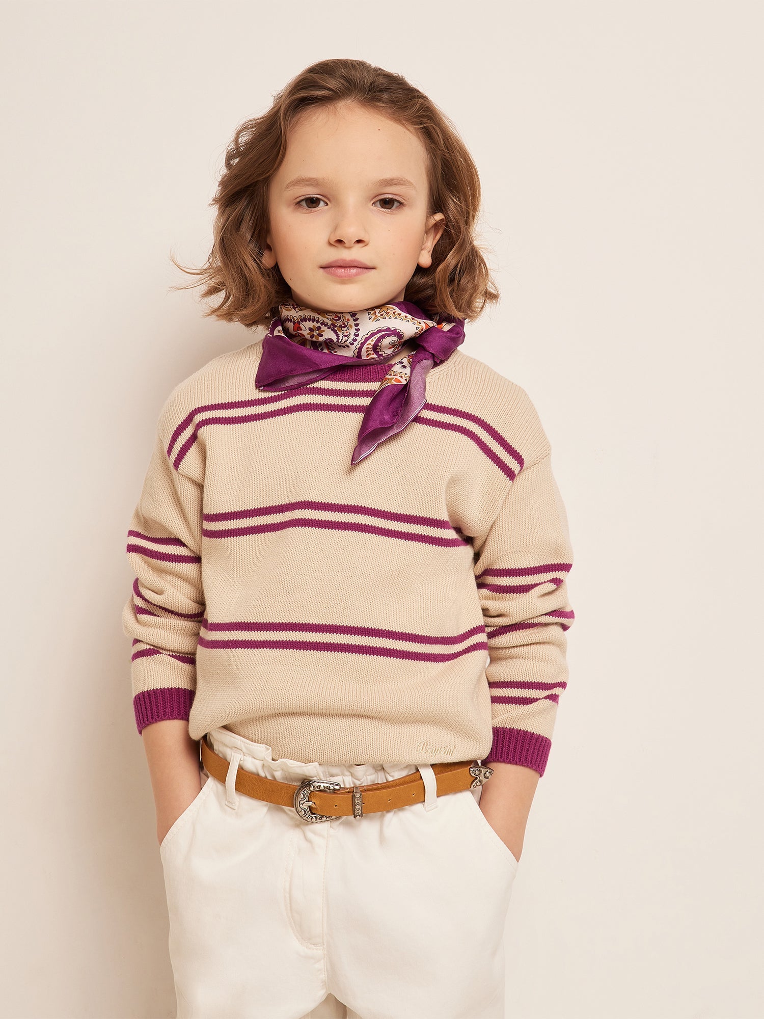 Boys & Girls Purple Stripe Cotton Sweater