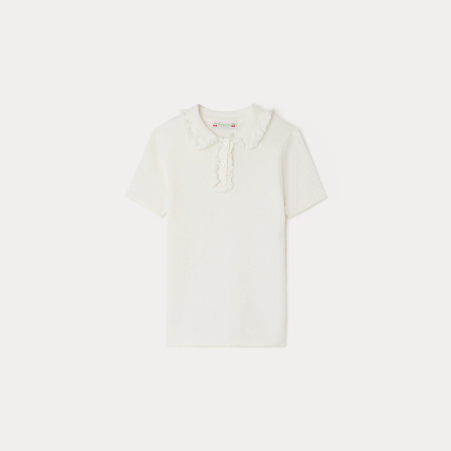 Girls White Cotton Polo Shirt