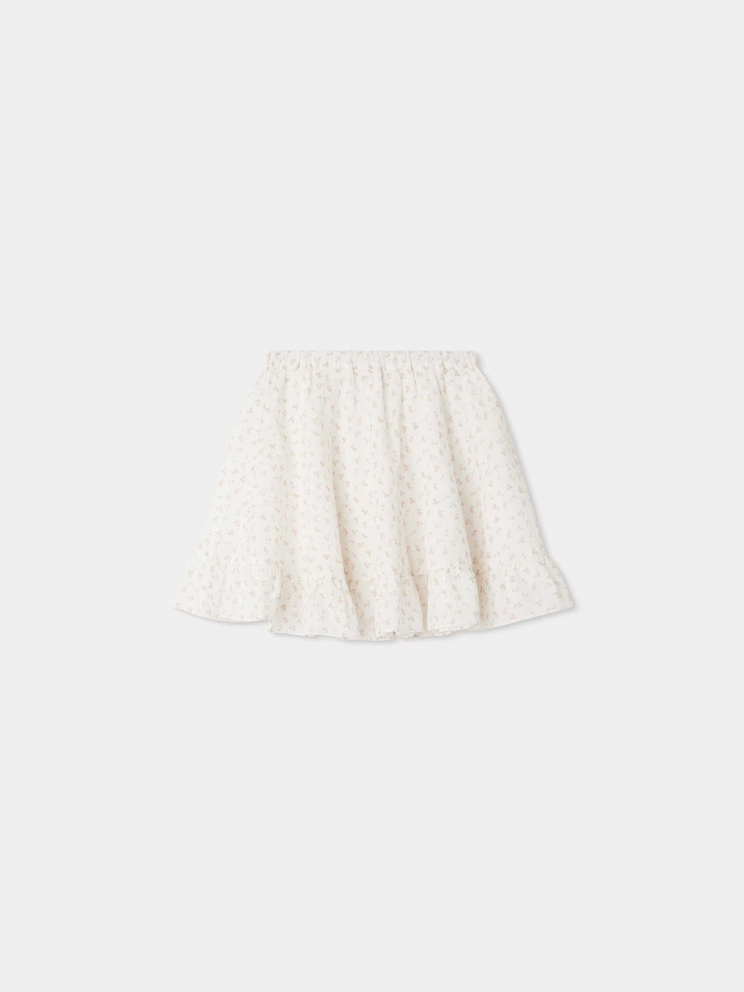 Girls White Floral Cotton Skirt