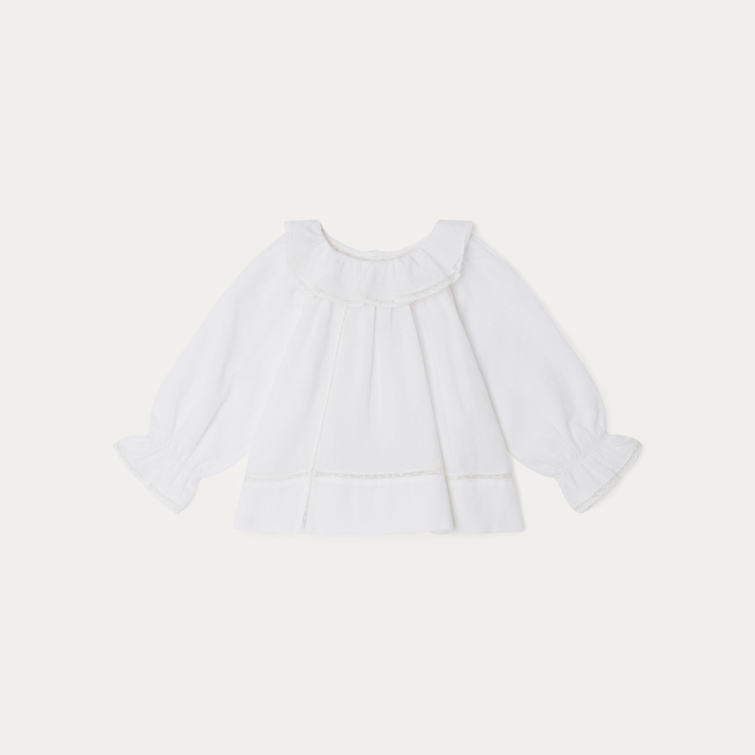 Baby Girls White Ruffled Cotton Shirt
