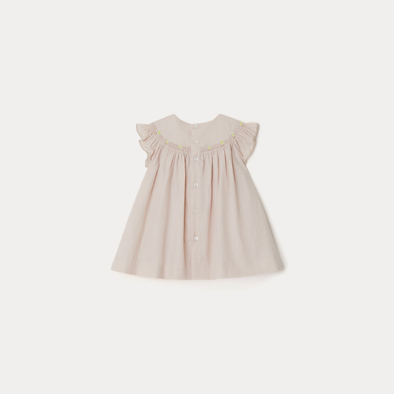 Baby Girls Beige Check Cotton Dress
