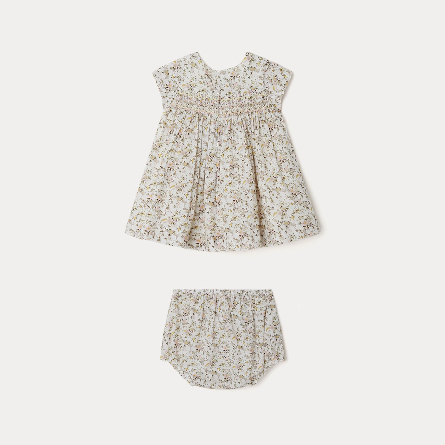 Baby Girls White Floral Cotton Dress Set