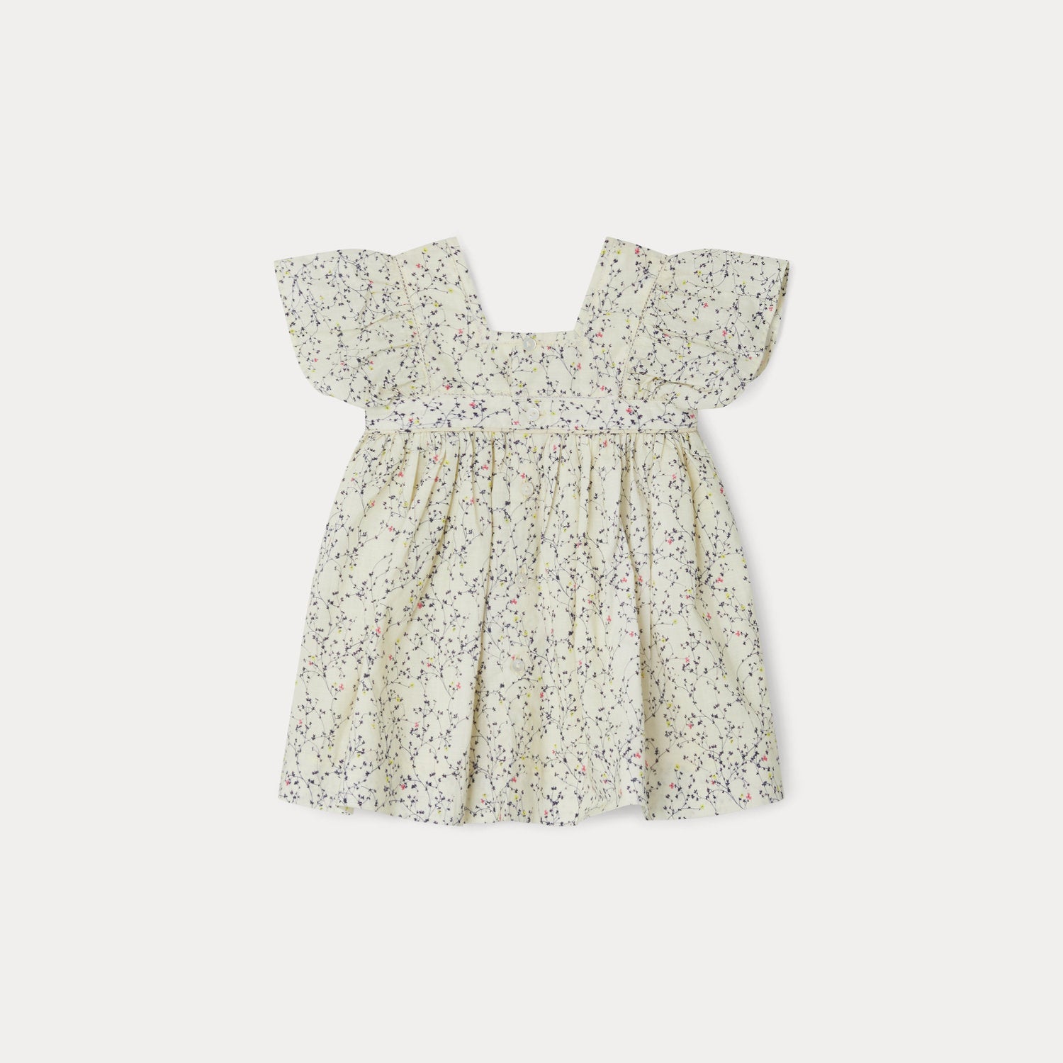Baby Girls Ivory Floral Cotton Dress