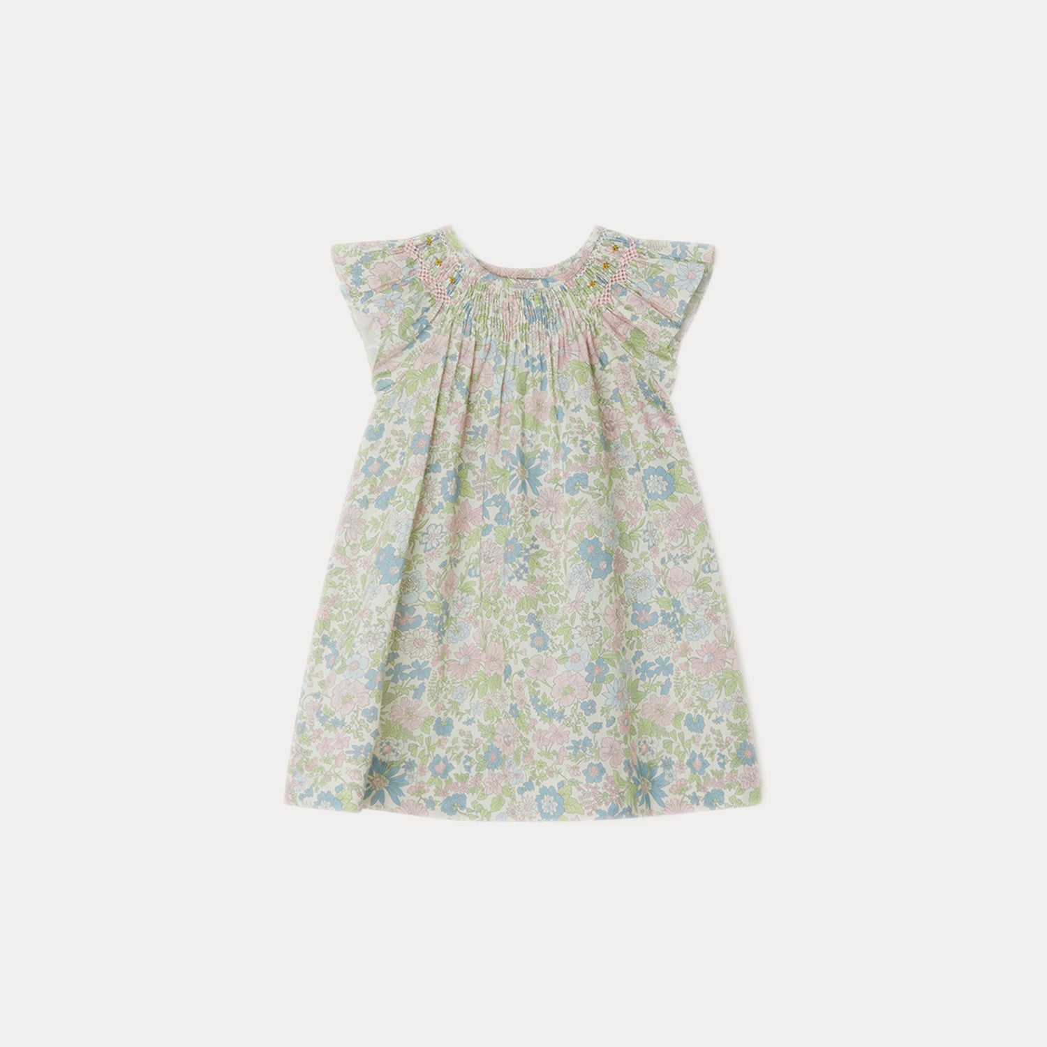 Baby Girls Pink Flowers Cotton Dress