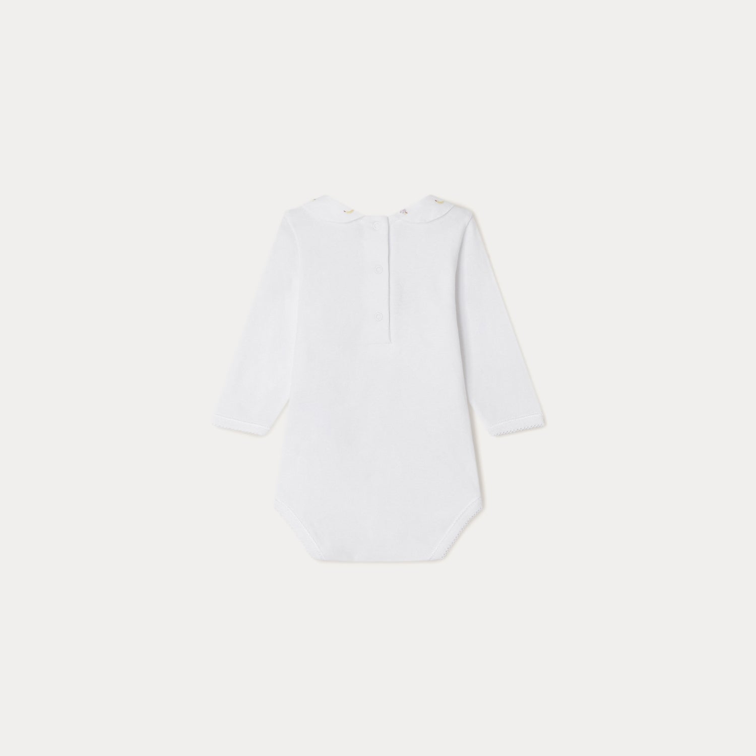 Baby Girls White Cotton Babysuit