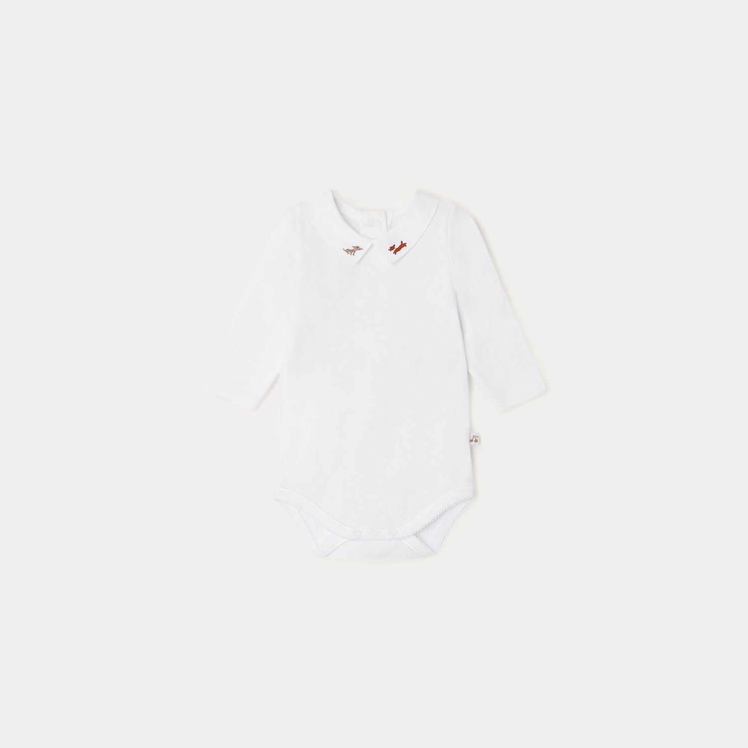 Baby Boys & Girls White Cotton Babysuit