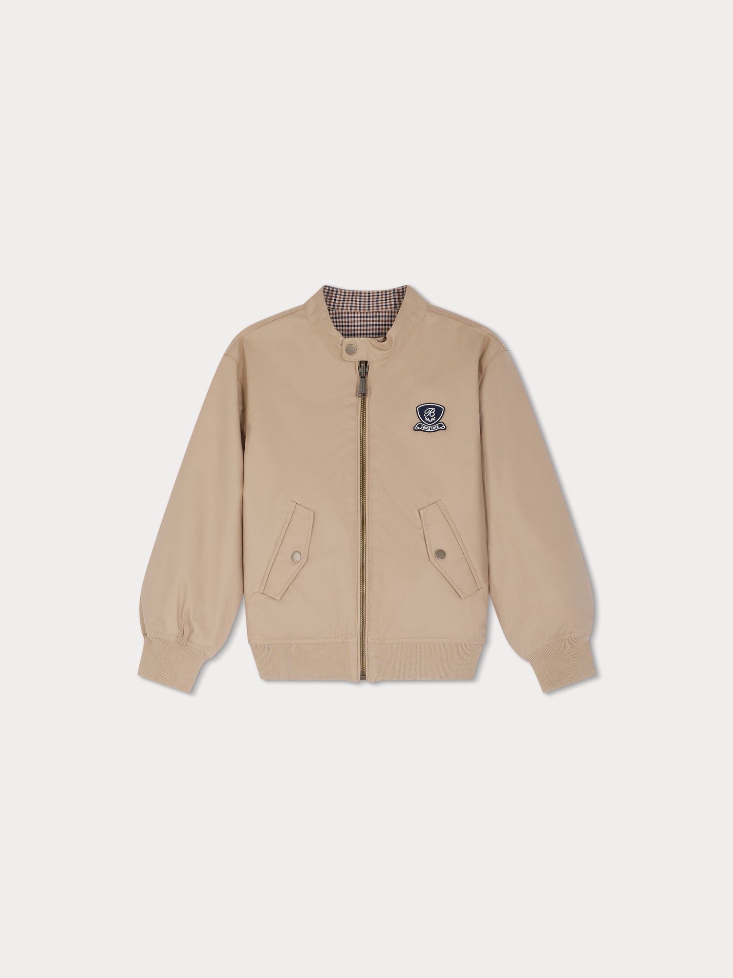 Boys Beige Zip-Up Jacket