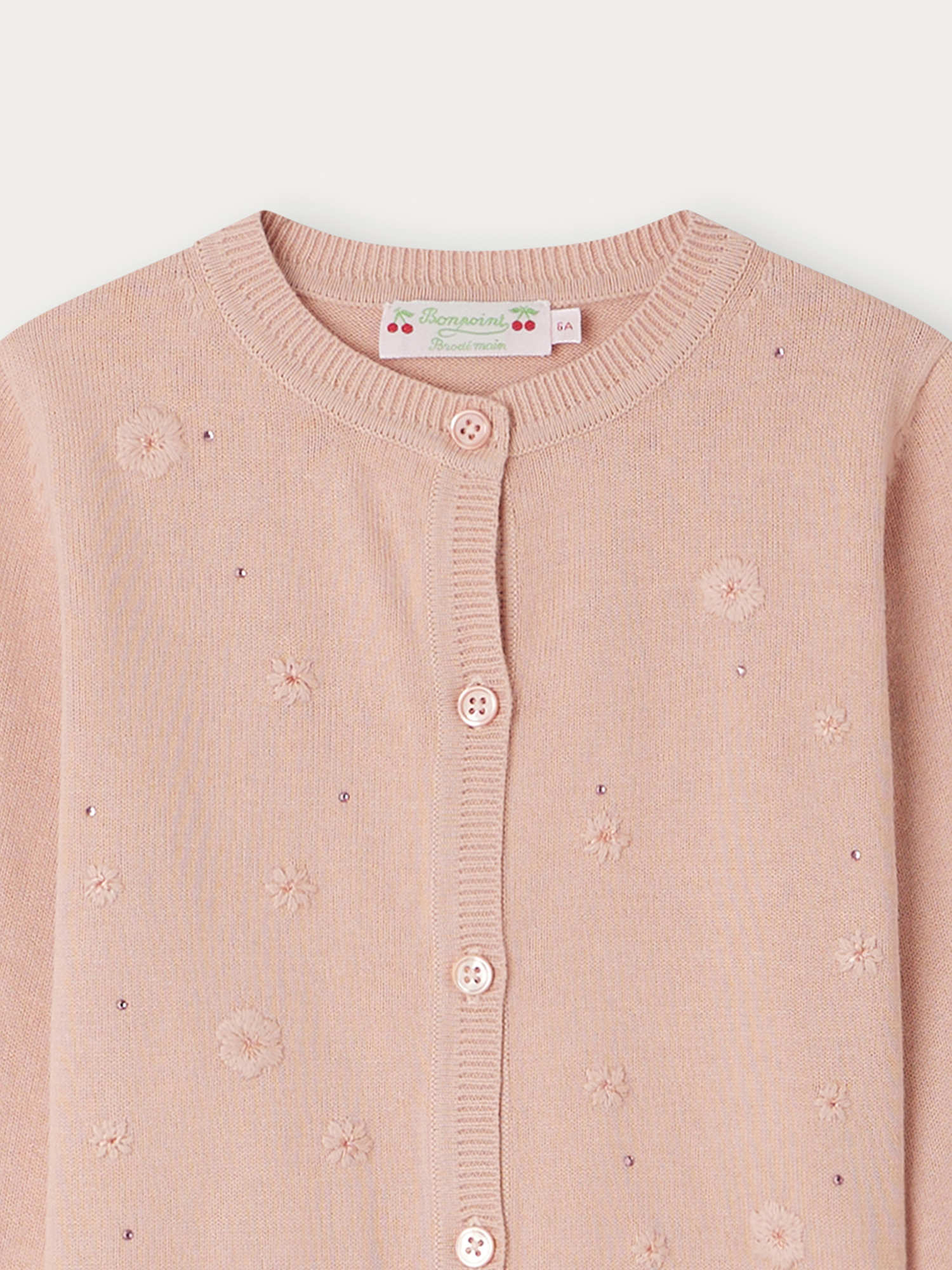 Girls Light Pink Cotton Cardigan