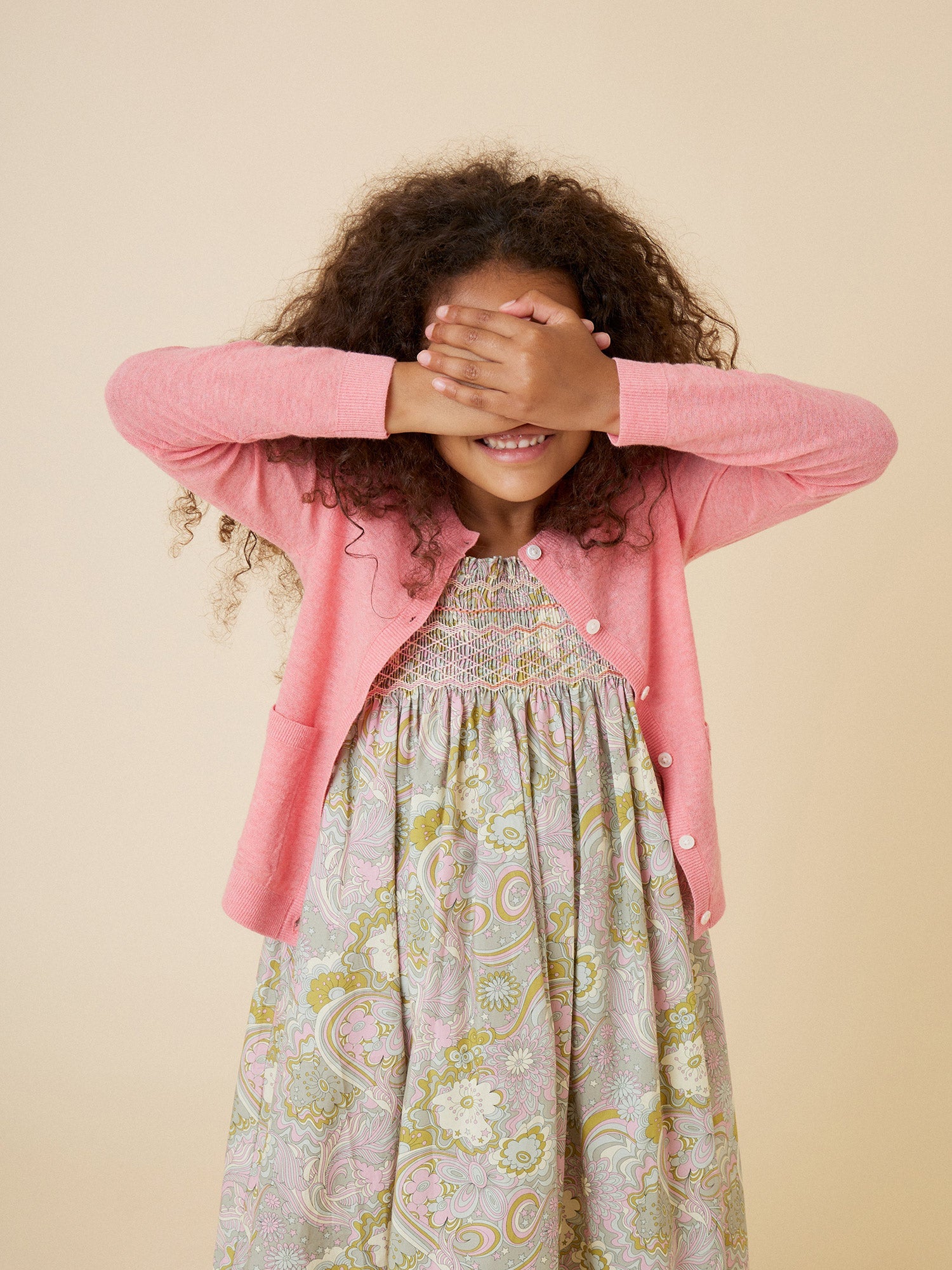 Girls Pink Cotton Cardigan