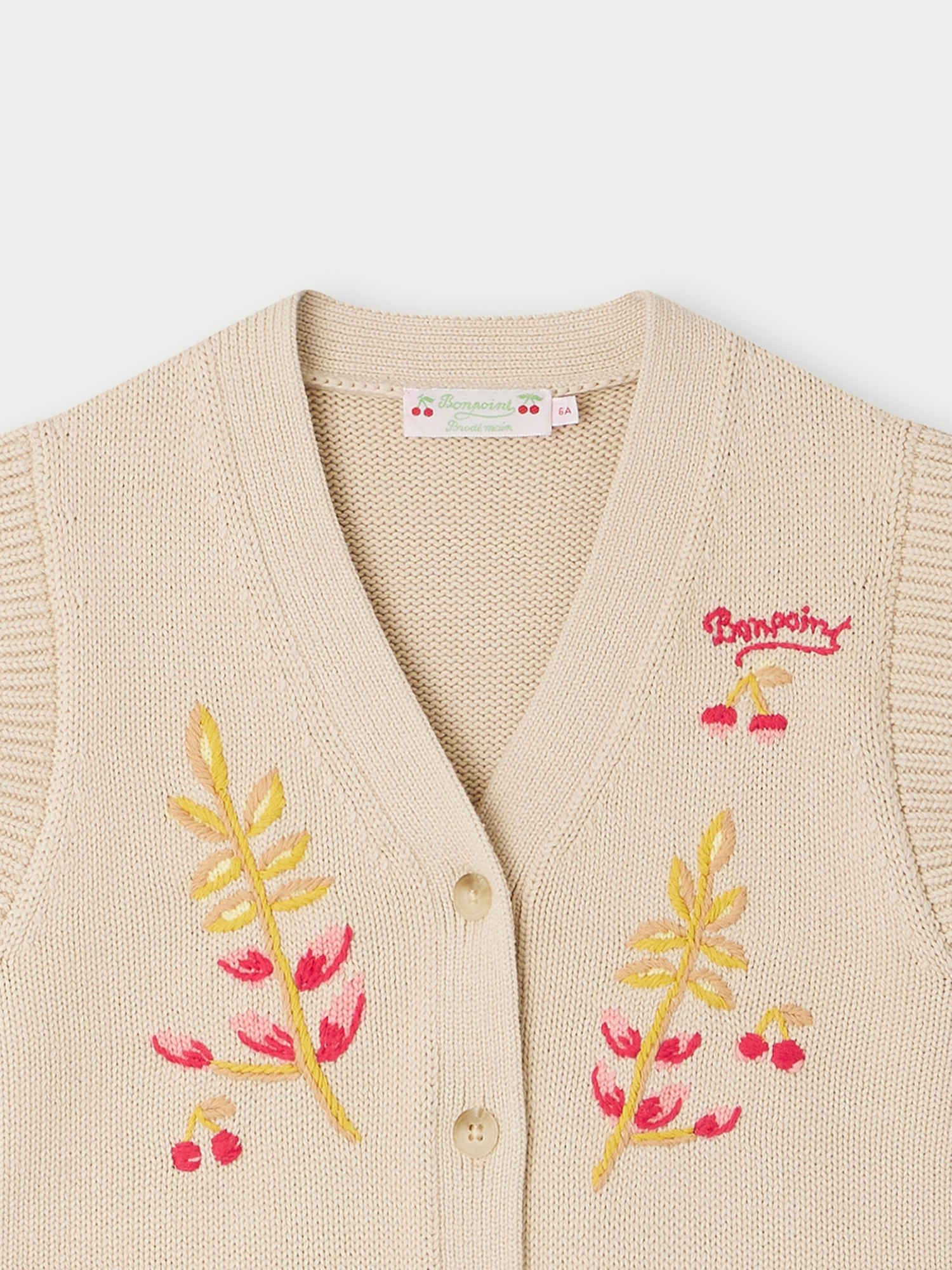 Girls Beige Embroidered Gilet