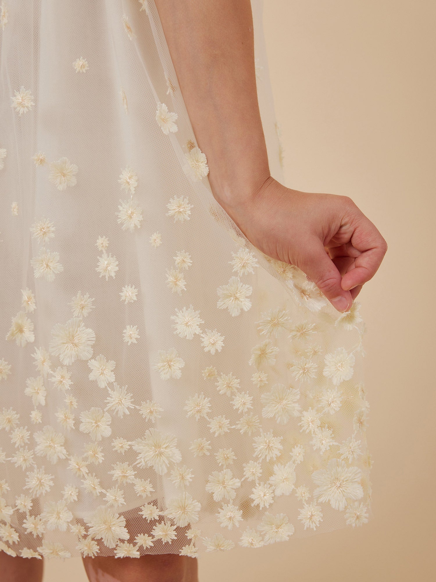 Girls Light Yellow Embroidered Dress