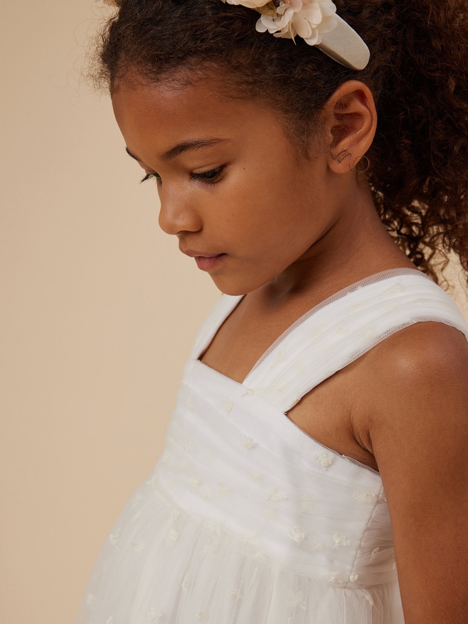 Girls White Embroidered Dress