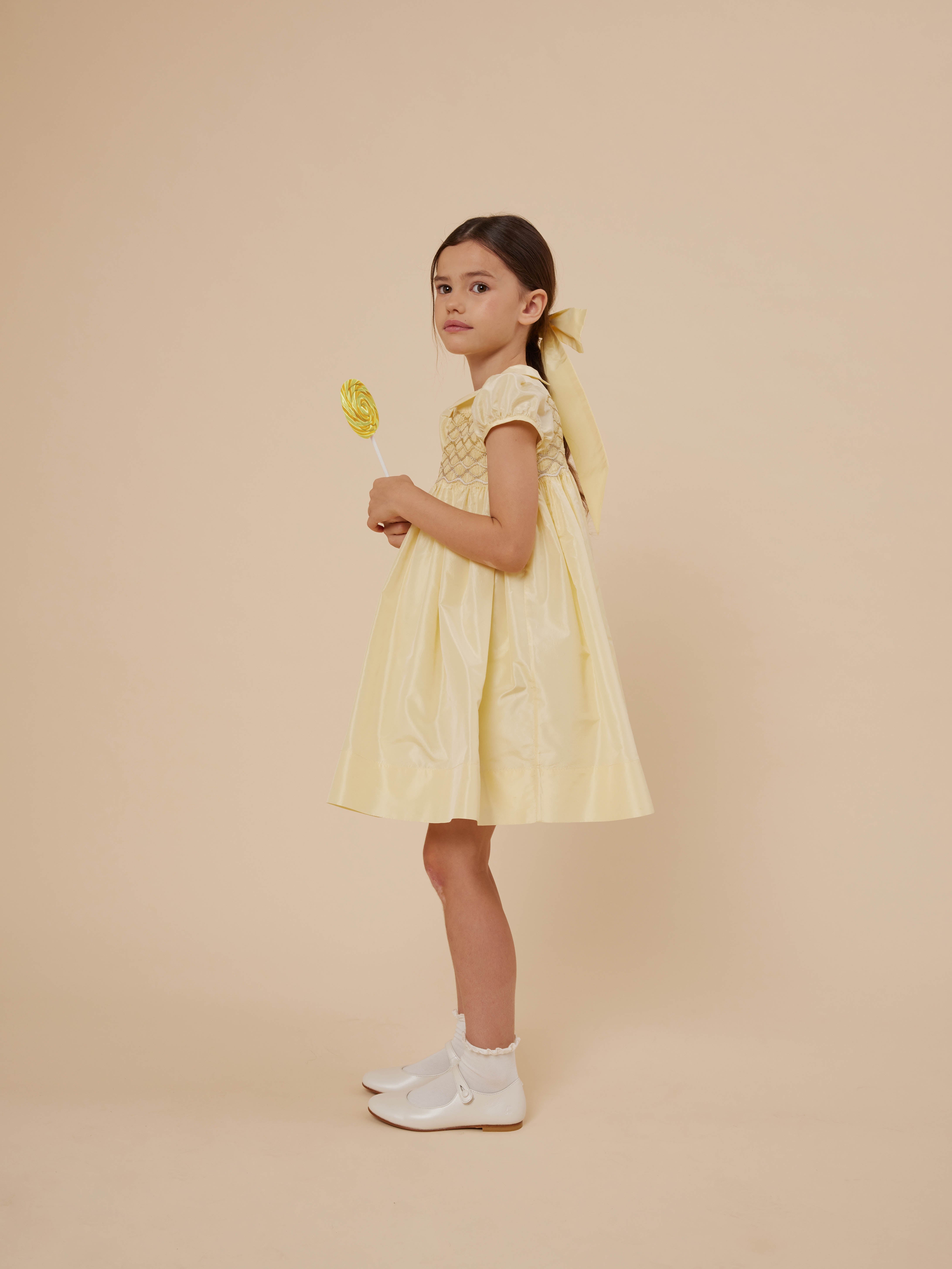 Girls Yellow Silk Dress