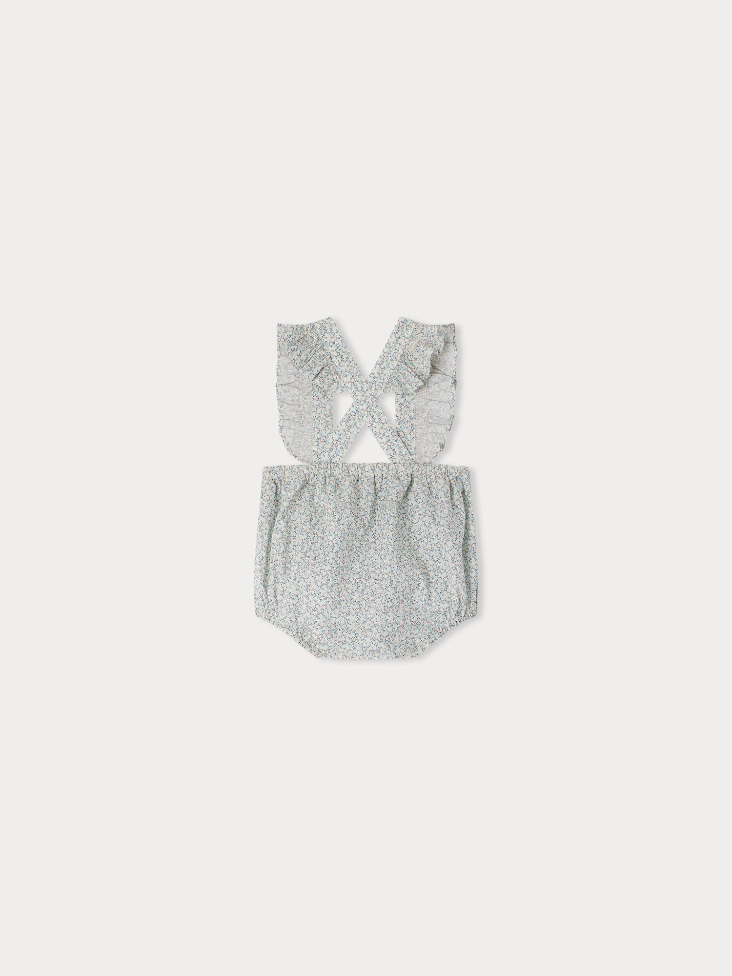 Baby Girls Blue Floral Cotton Babysuit
