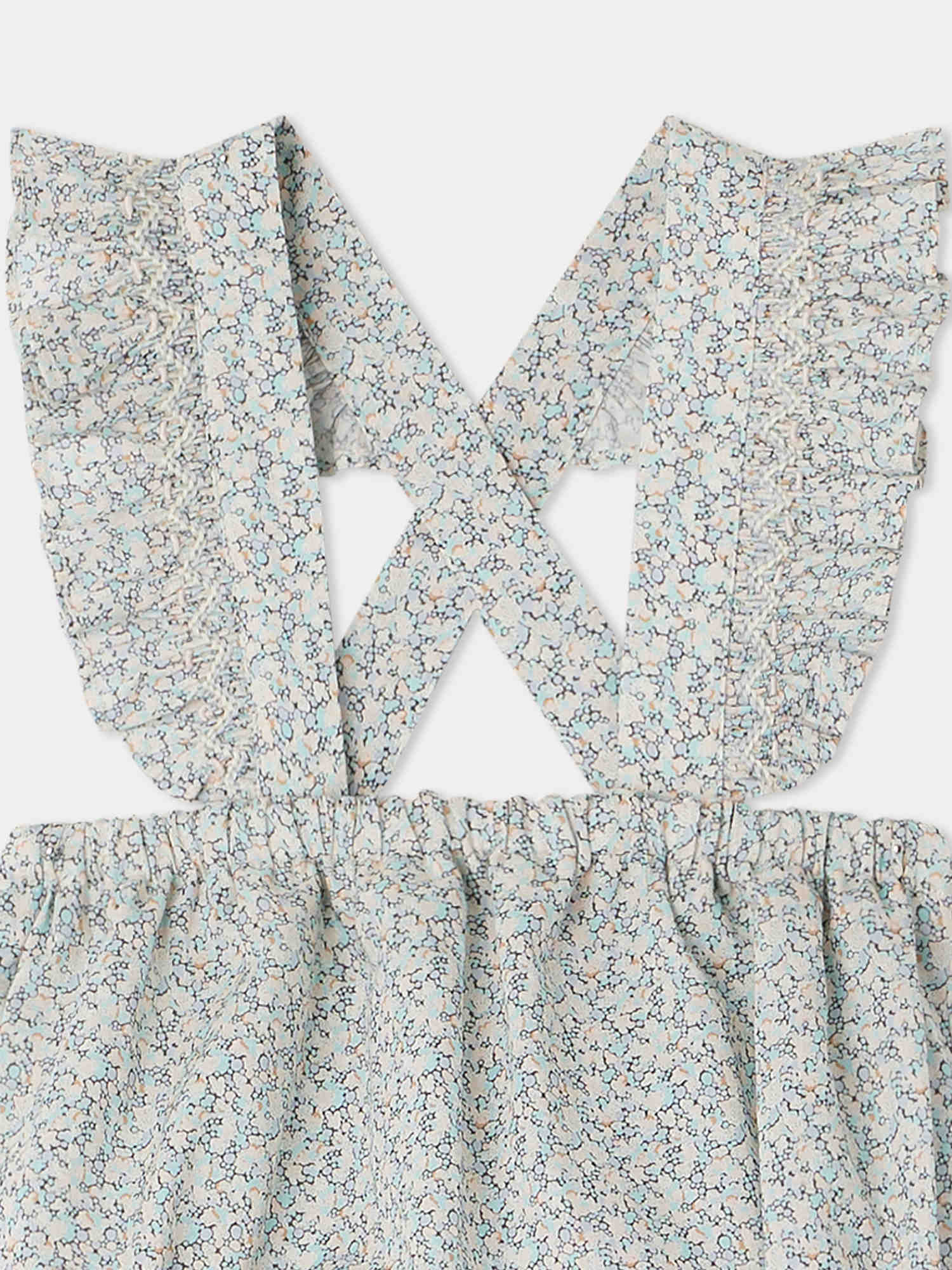 Baby Girls Blue Floral Cotton Babysuit