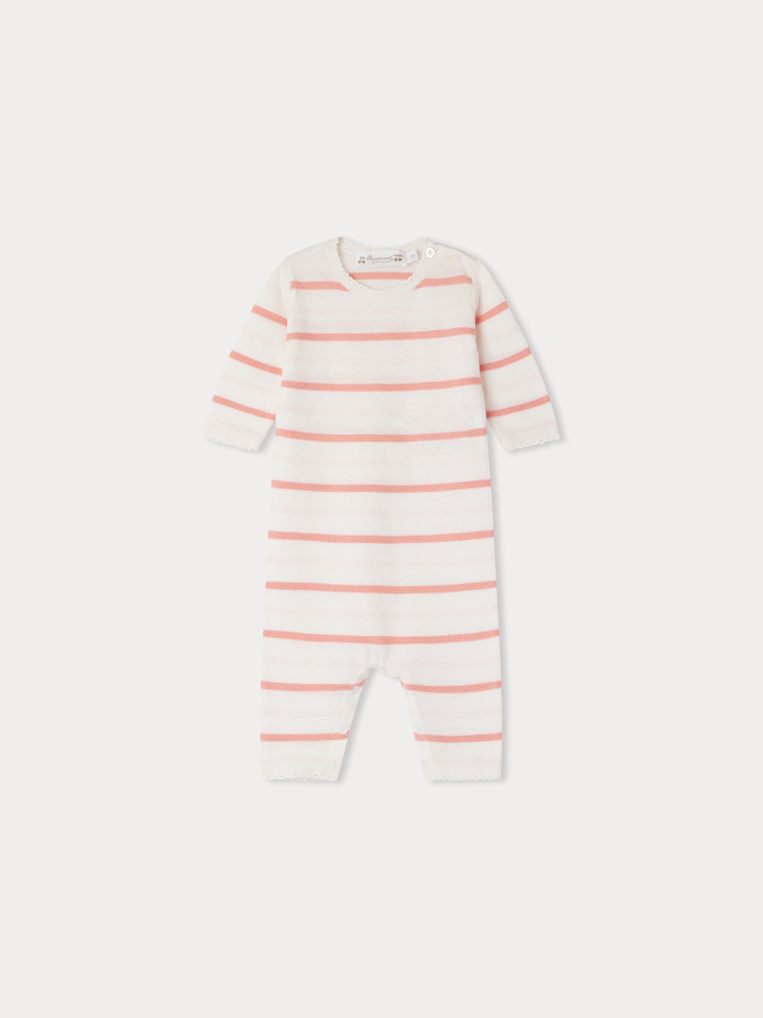 Baby Girls Pink Stripes Cotton Babysuit