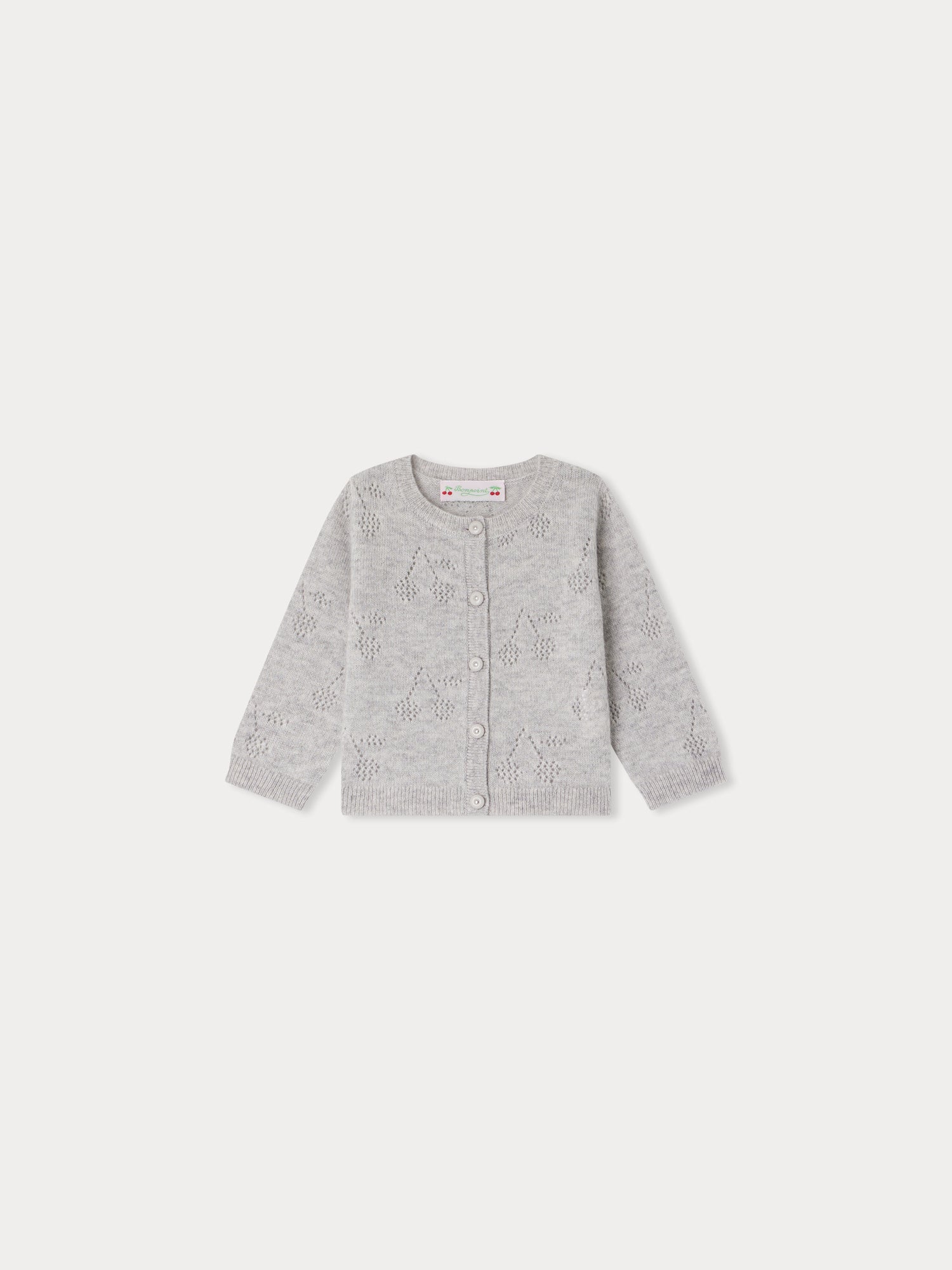 Baby Girls Grey Cherry Cashmere Cardigan