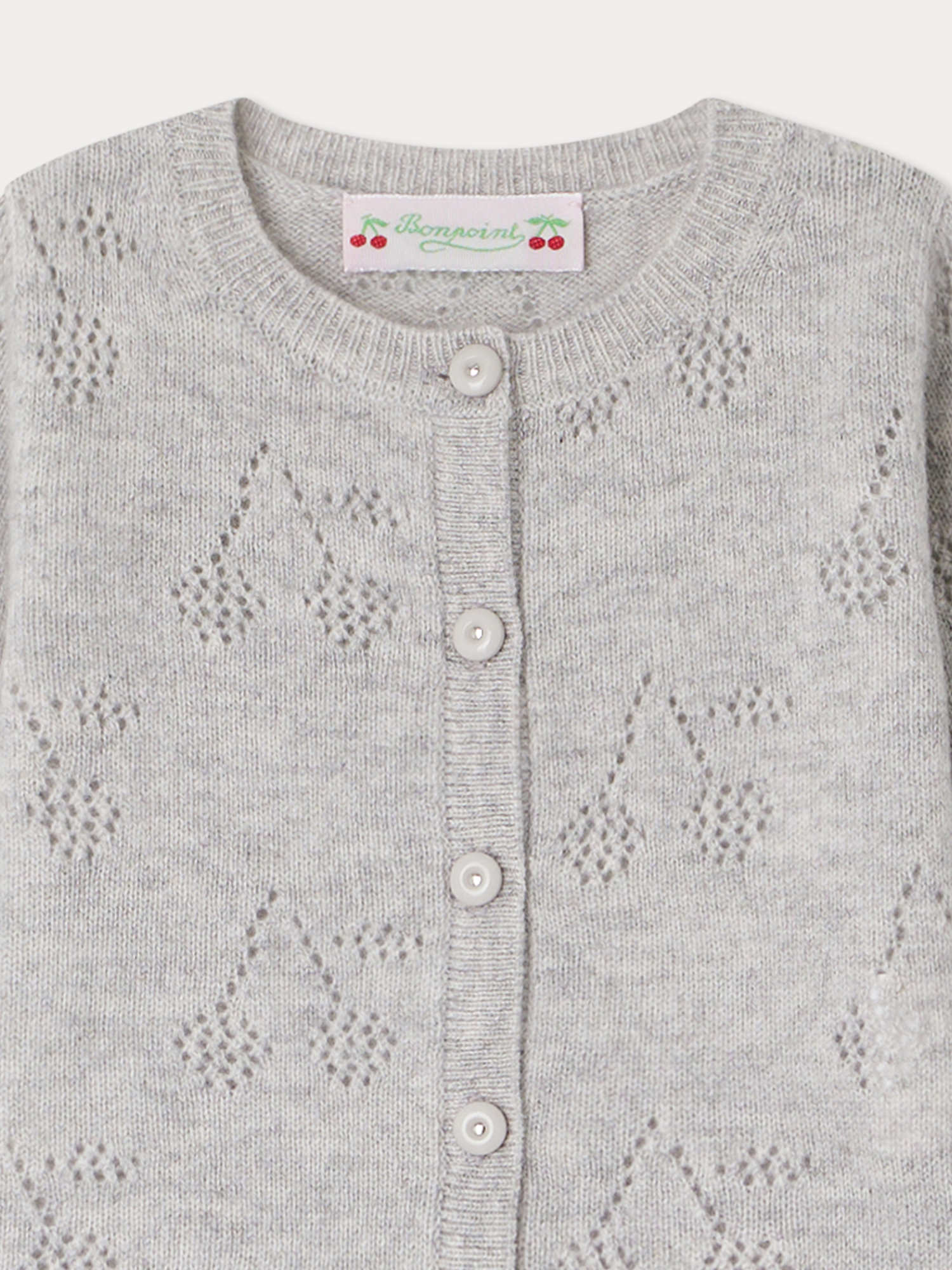 Baby Girls Grey Cherry Cashmere Cardigan