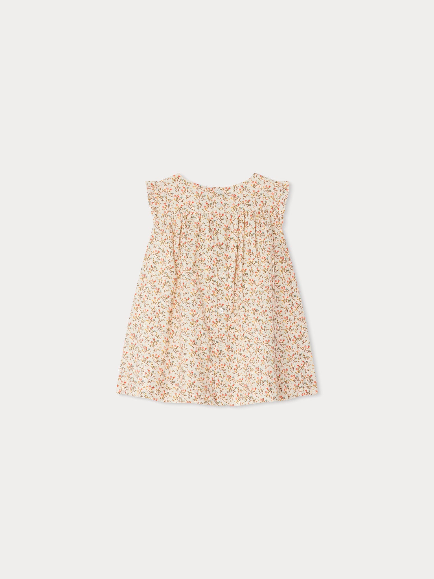Baby Girls Beige Floral Cotton Dress