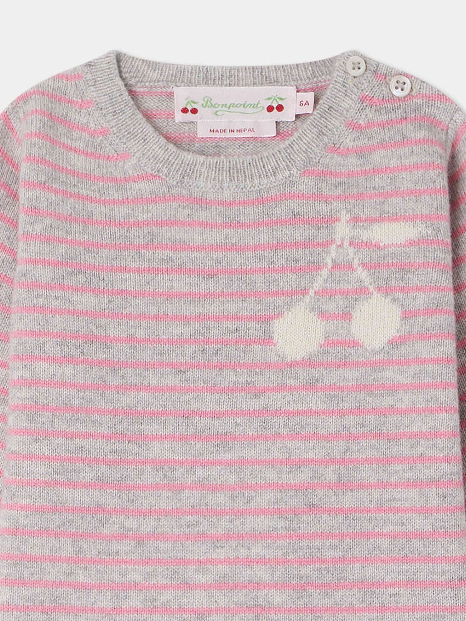 Baby Girls Pink Stripes Cashmere Sweater