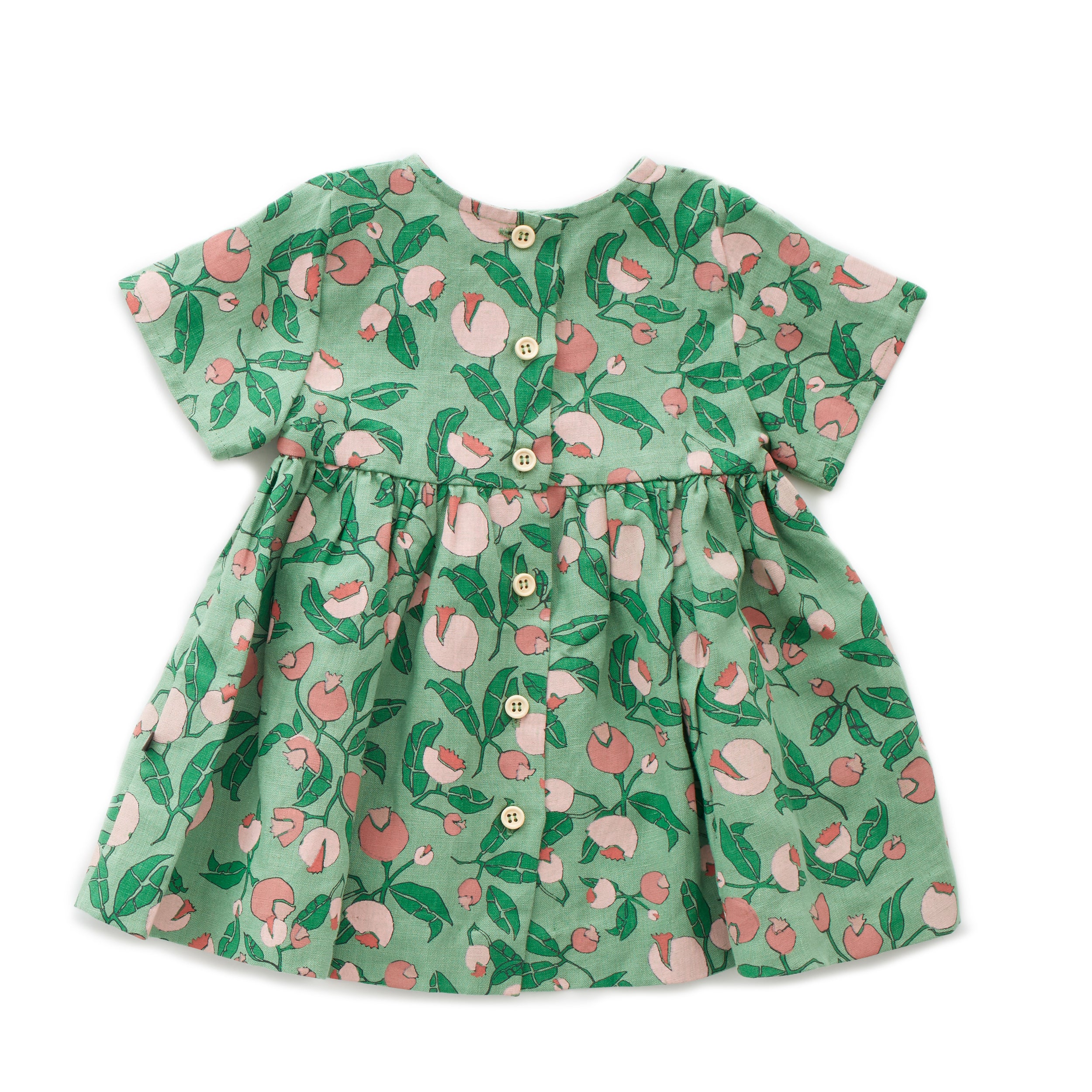Girls Green Flowers Dress
