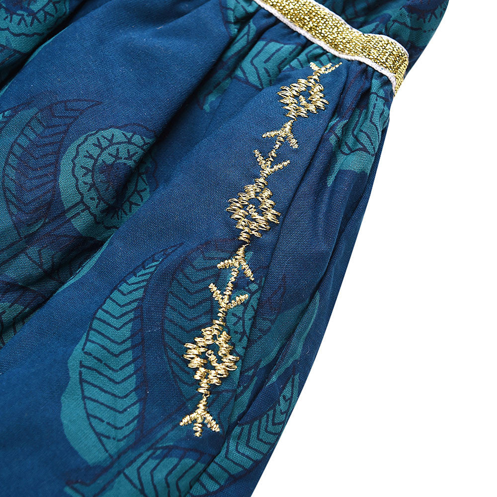Girls Indigo Printed Trims Cotton 'Juno' Skirt - CÉMAROSE | Children's Fashion Store - 4
