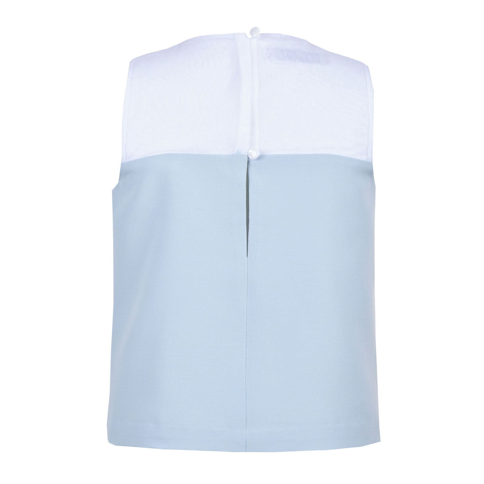 Girls White&Powder Blue Scalloped Chest Shell Blouse - CÉMAROSE | Children's Fashion Store - 2