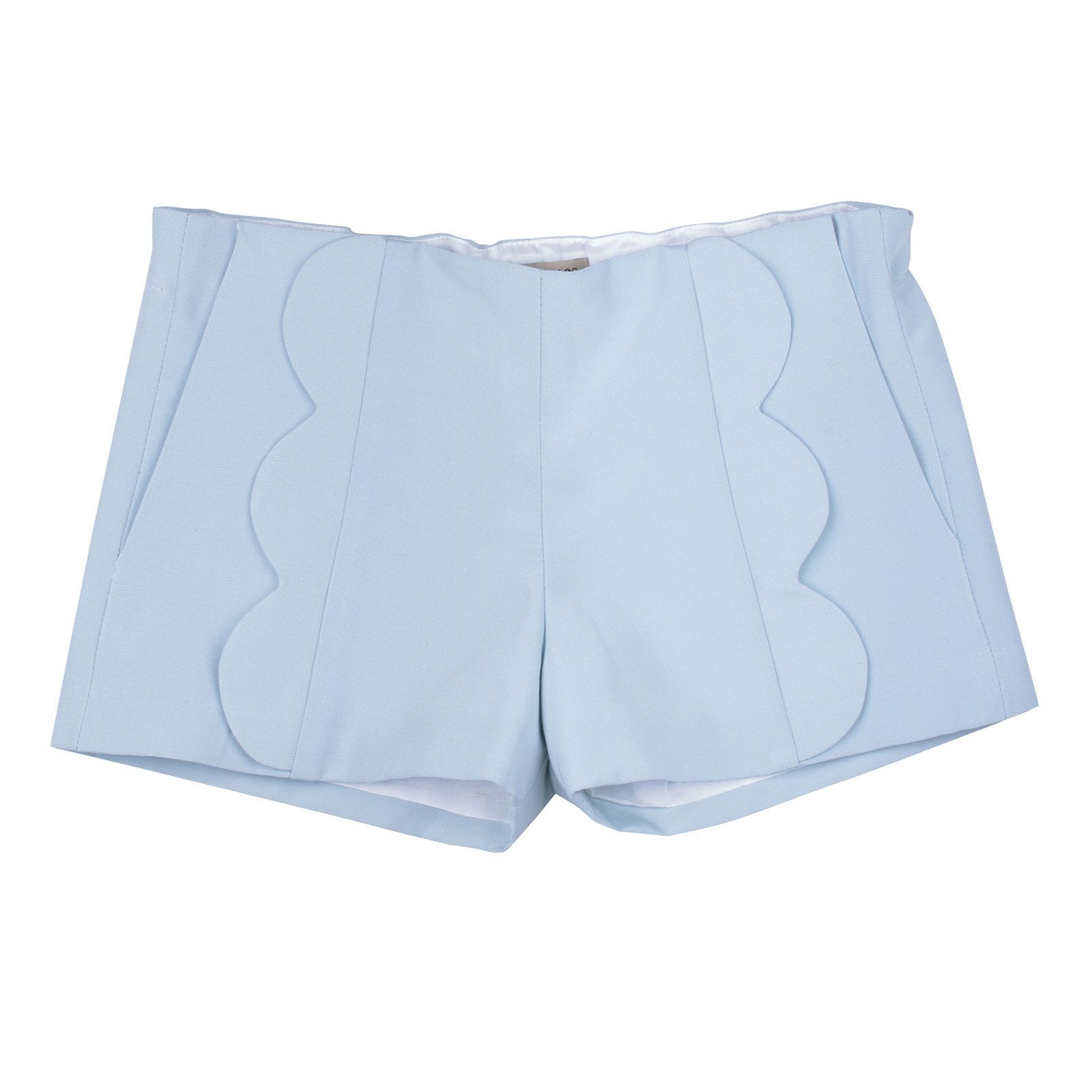 Girls Powder Blue Lined Scalloped Trims Shorts - CÉMAROSE | Children's Fashion Store - 1