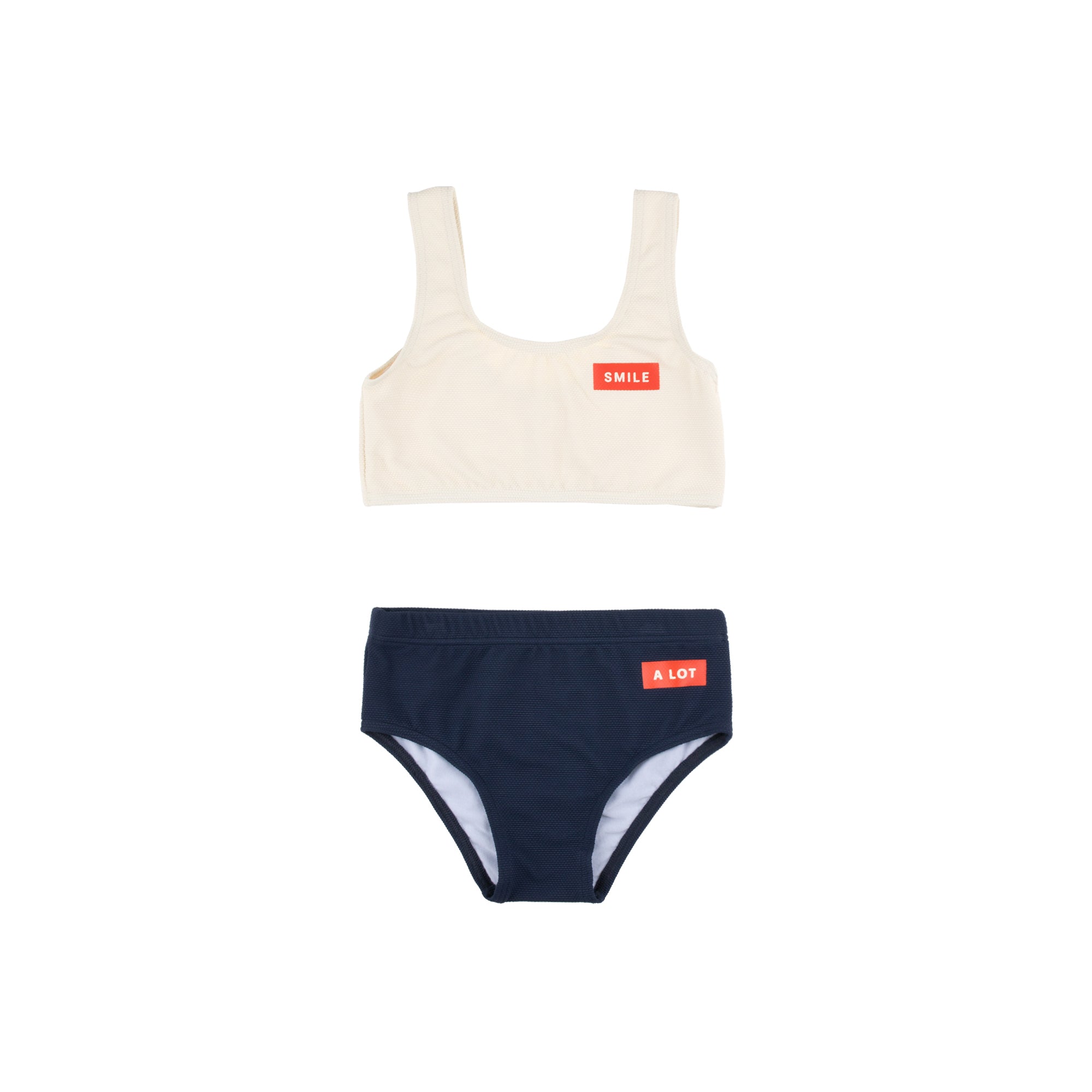 Girls Cream & Navy Swimsuit