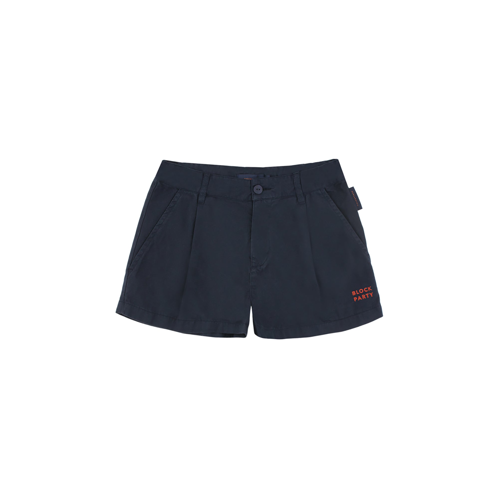 Girls Navy Cotton Pleat Shorts