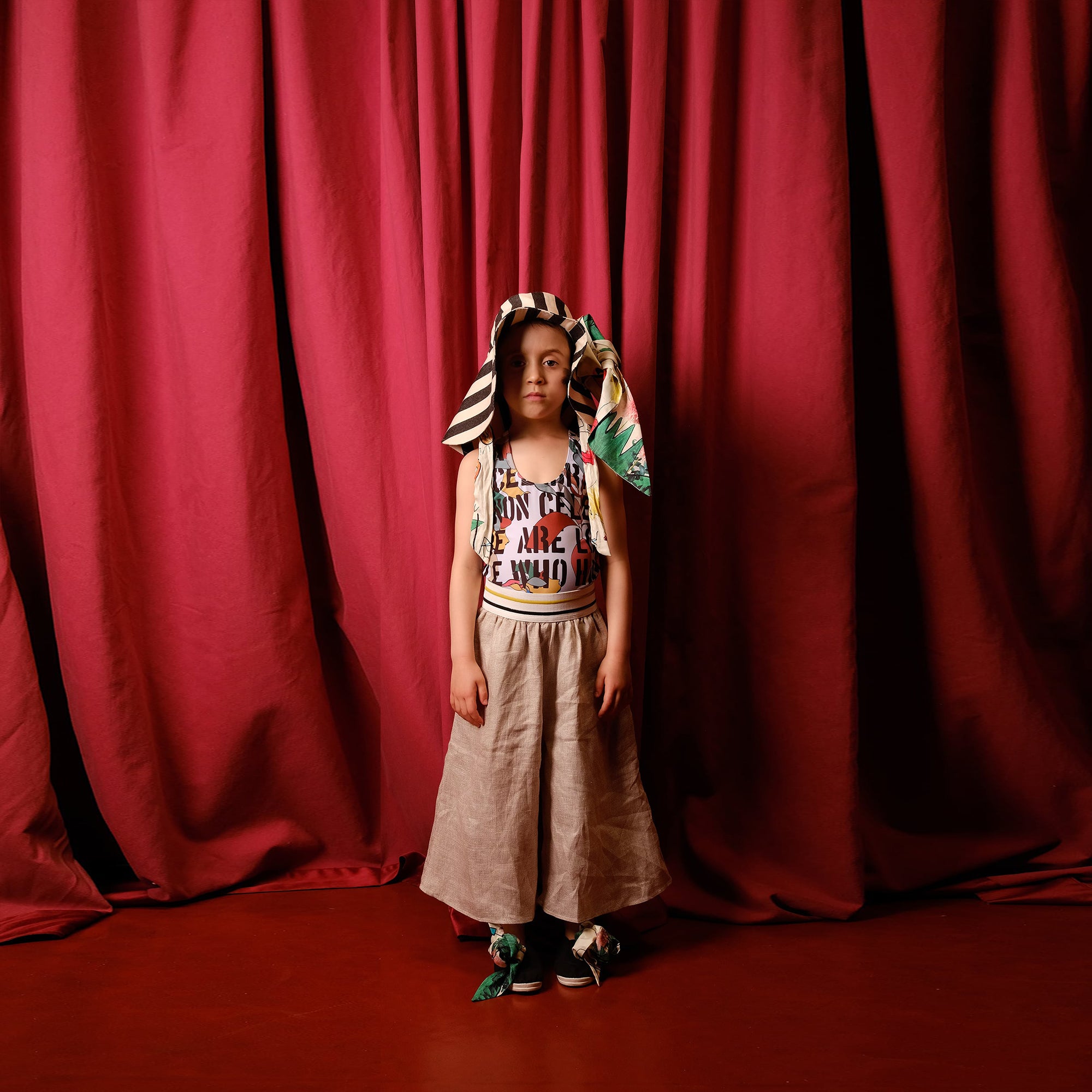 Girls Beige Linen Trousers