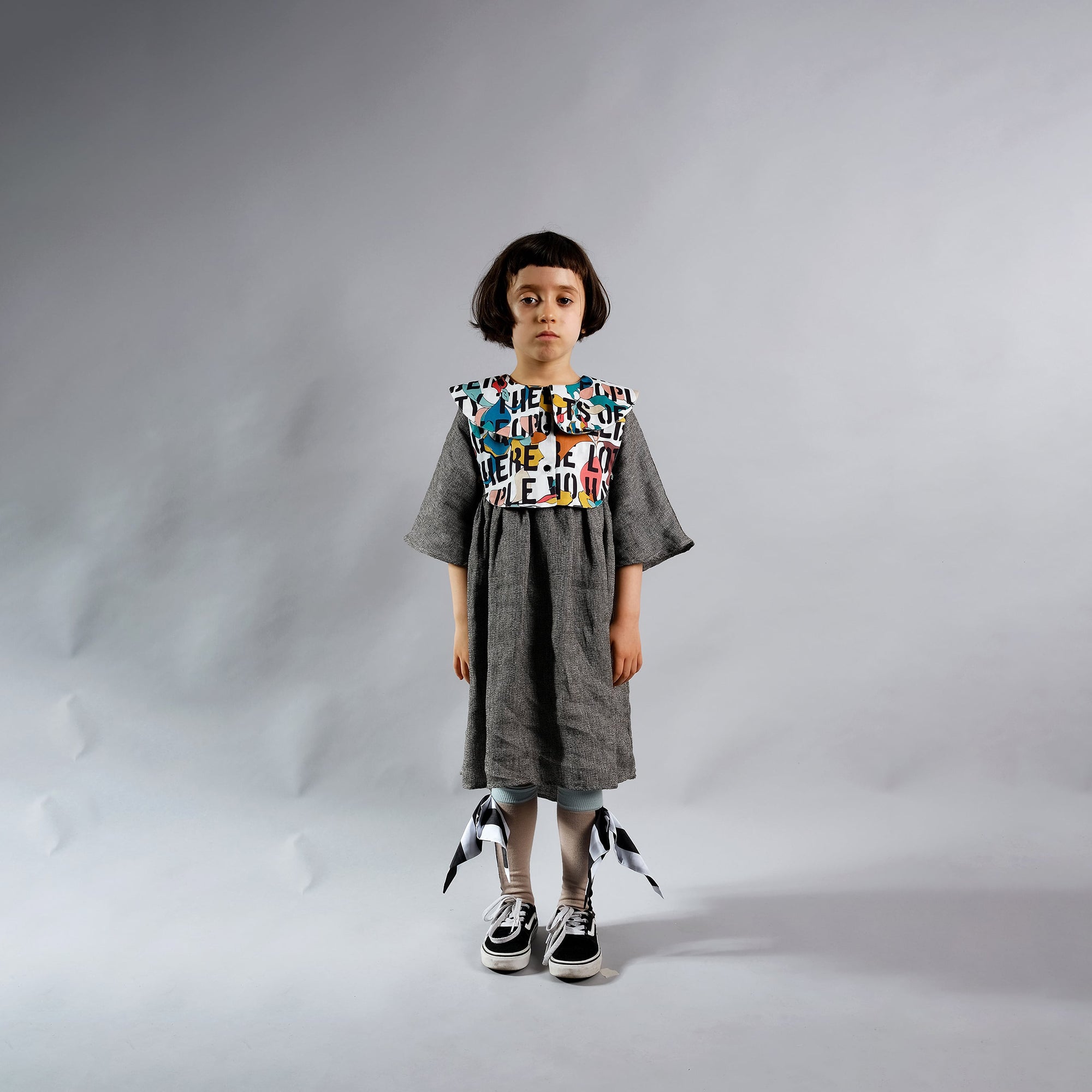 Girls Black Linen Dress