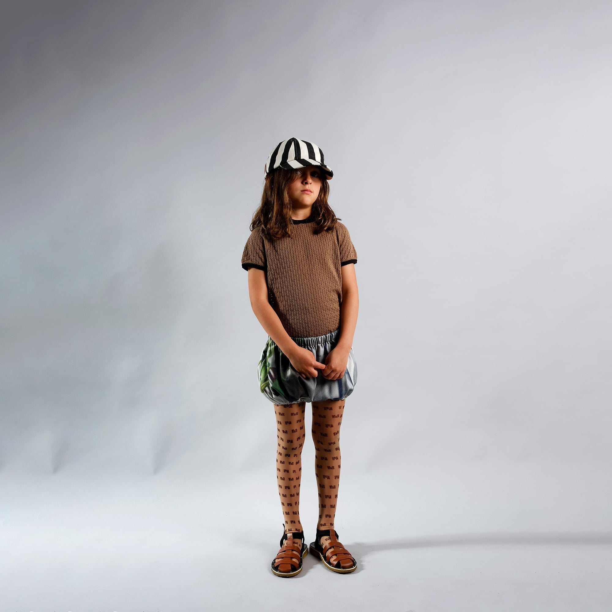 Girls Grey Printed Cotton Shorts