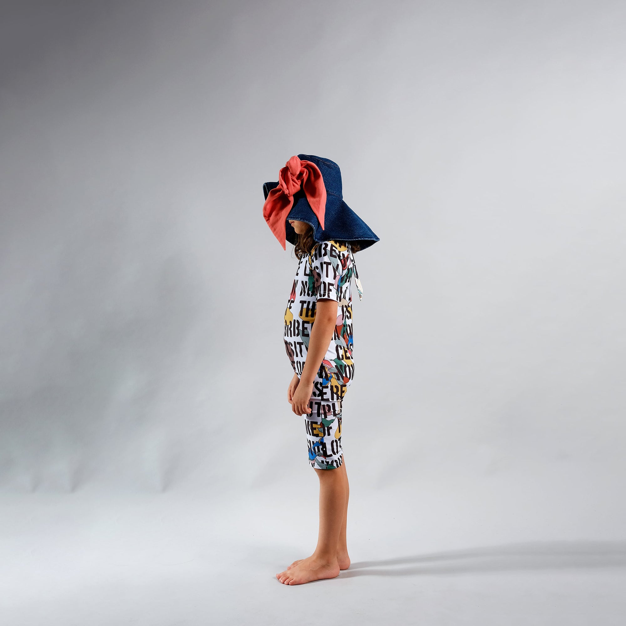 Girls Blue Denim Cotton Hat