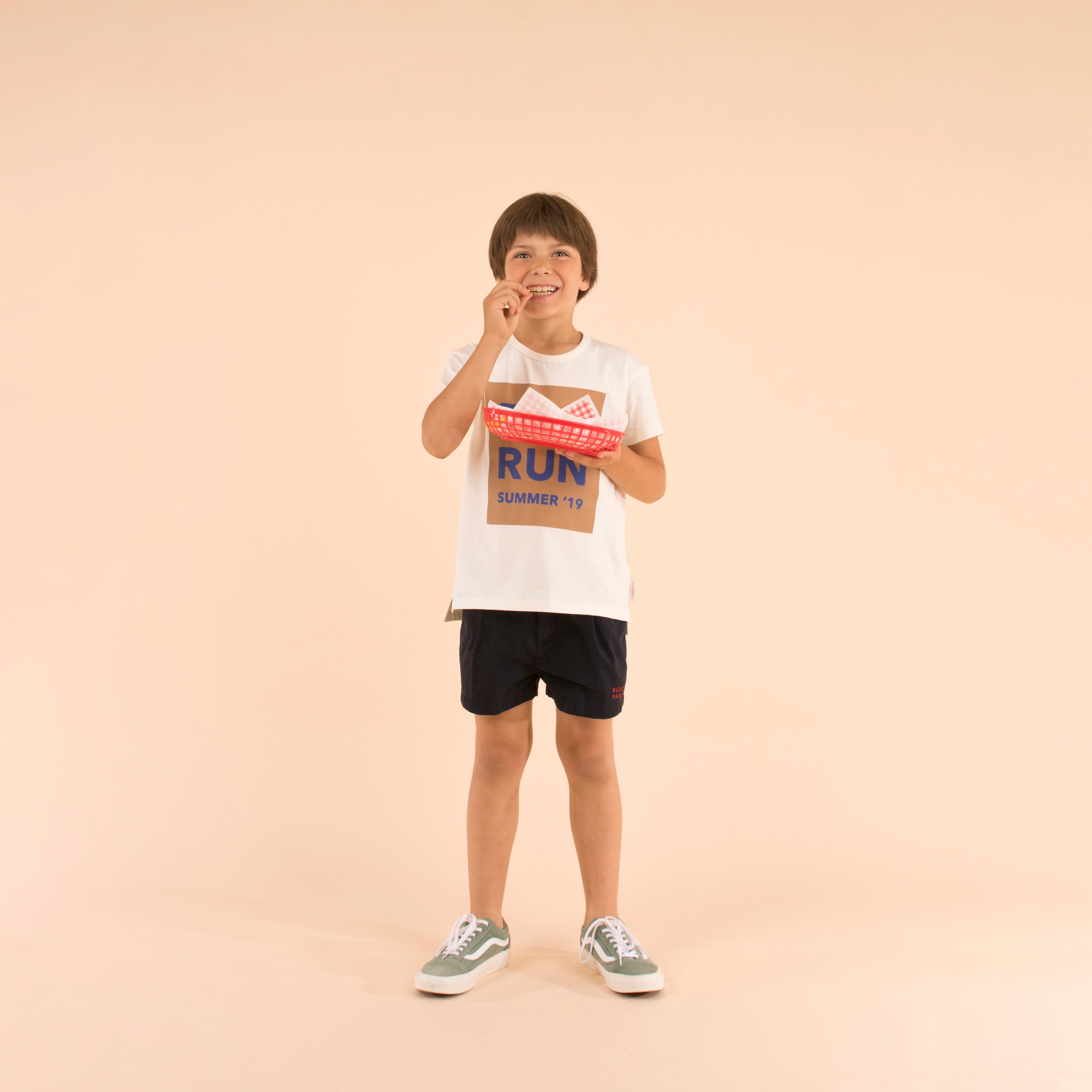 Girls Navy Cotton Pleat Shorts