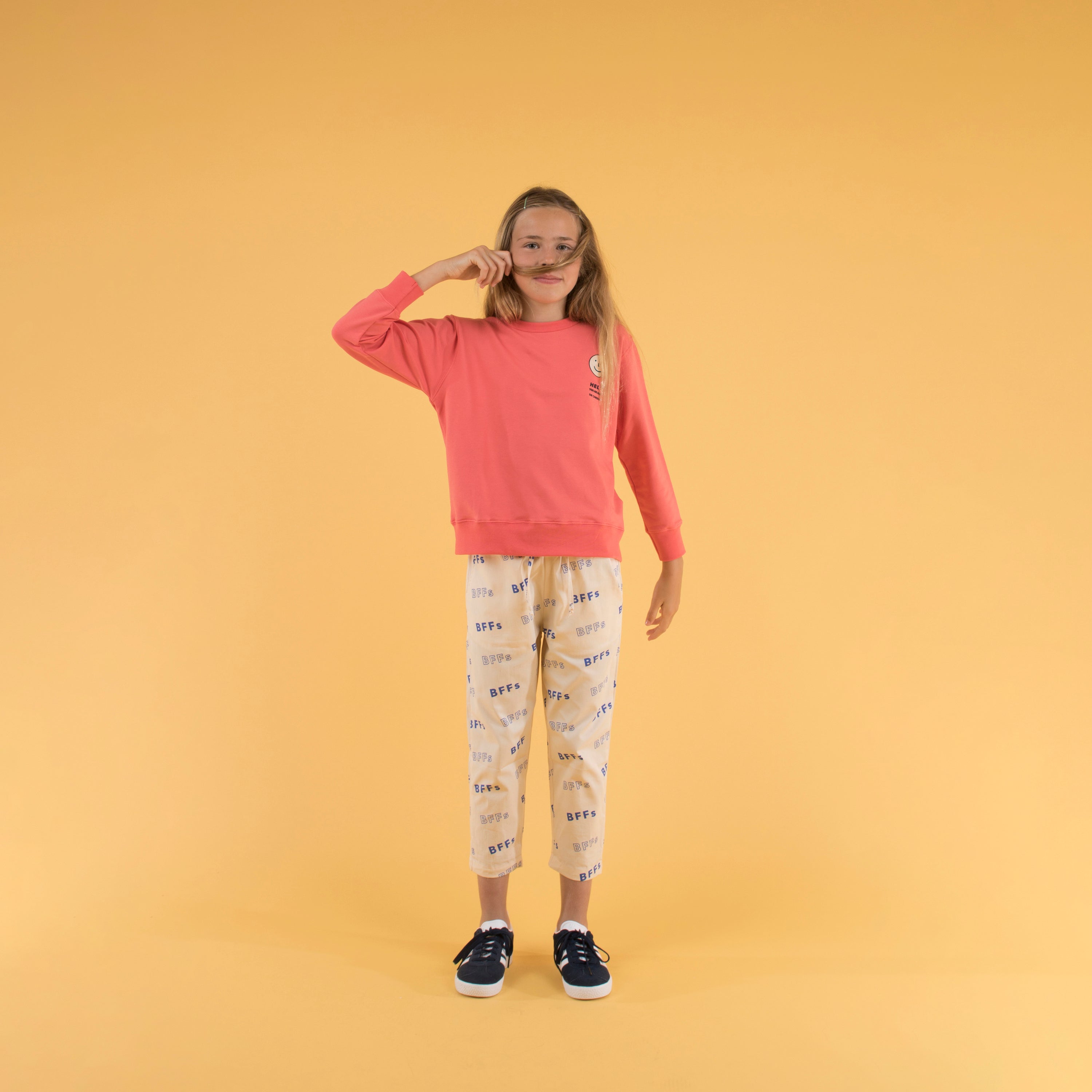 Girls Light Red Pima Cotton Sweatshirt