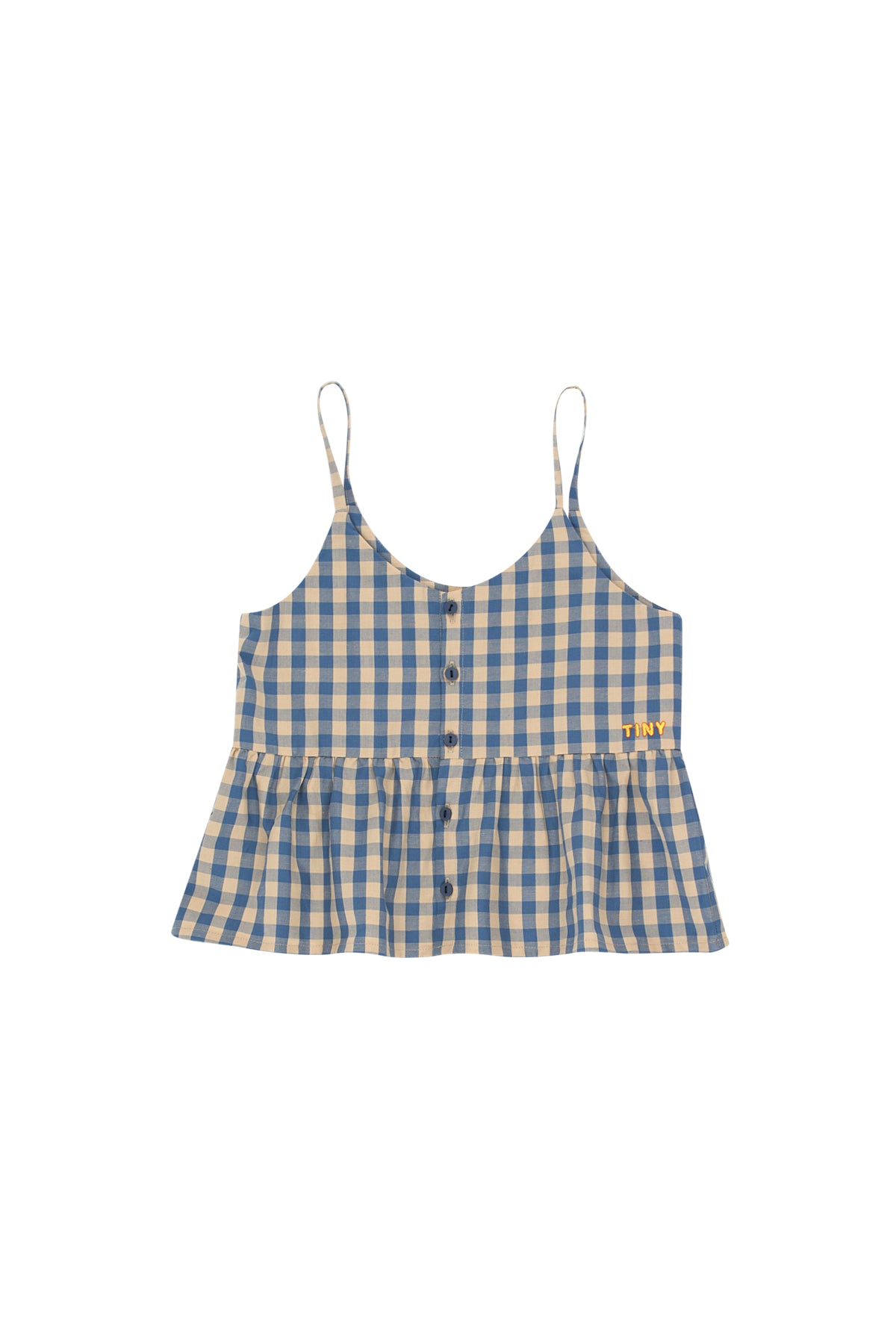Girls Blue & Light Yellow Check Cotton Top