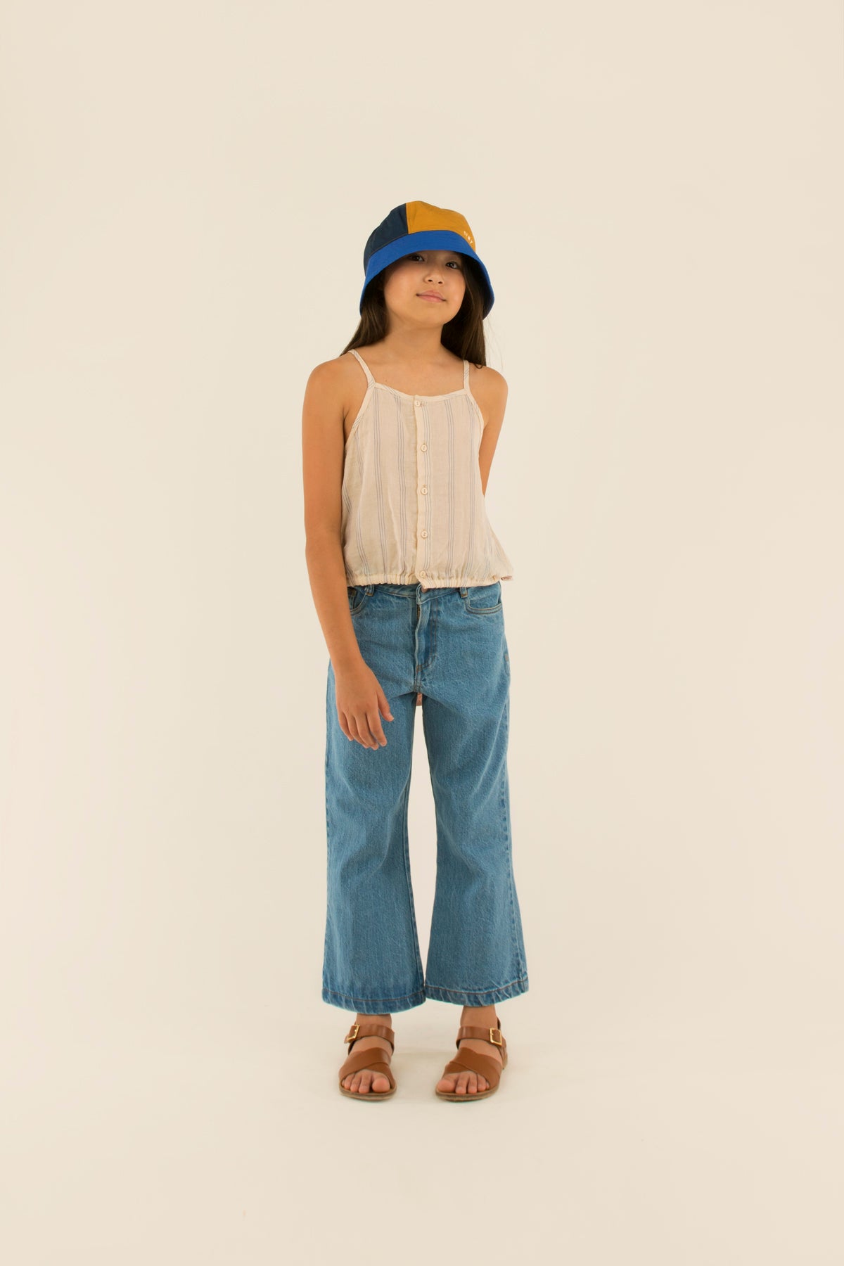 Girls Cream Stripes Cotton Top