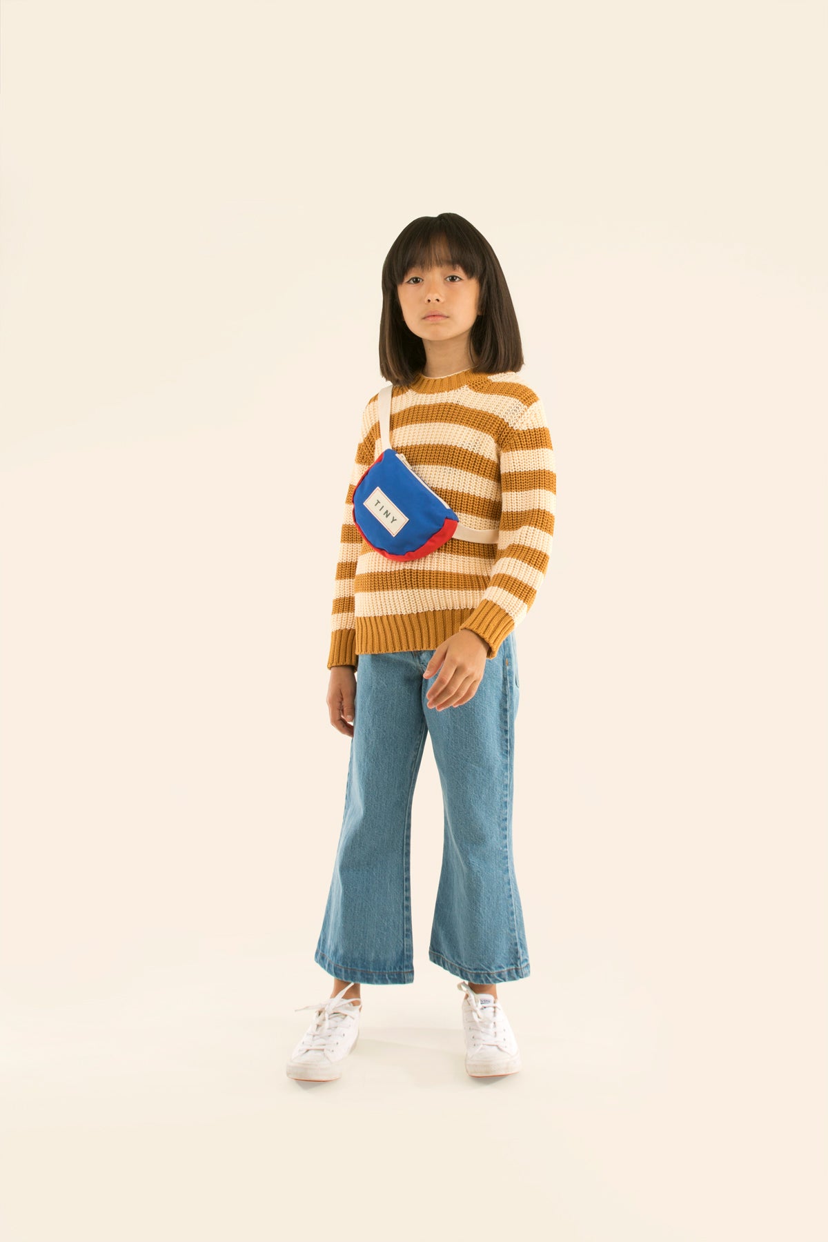 Boys & Girls Caramel Striped Cotton Sweater