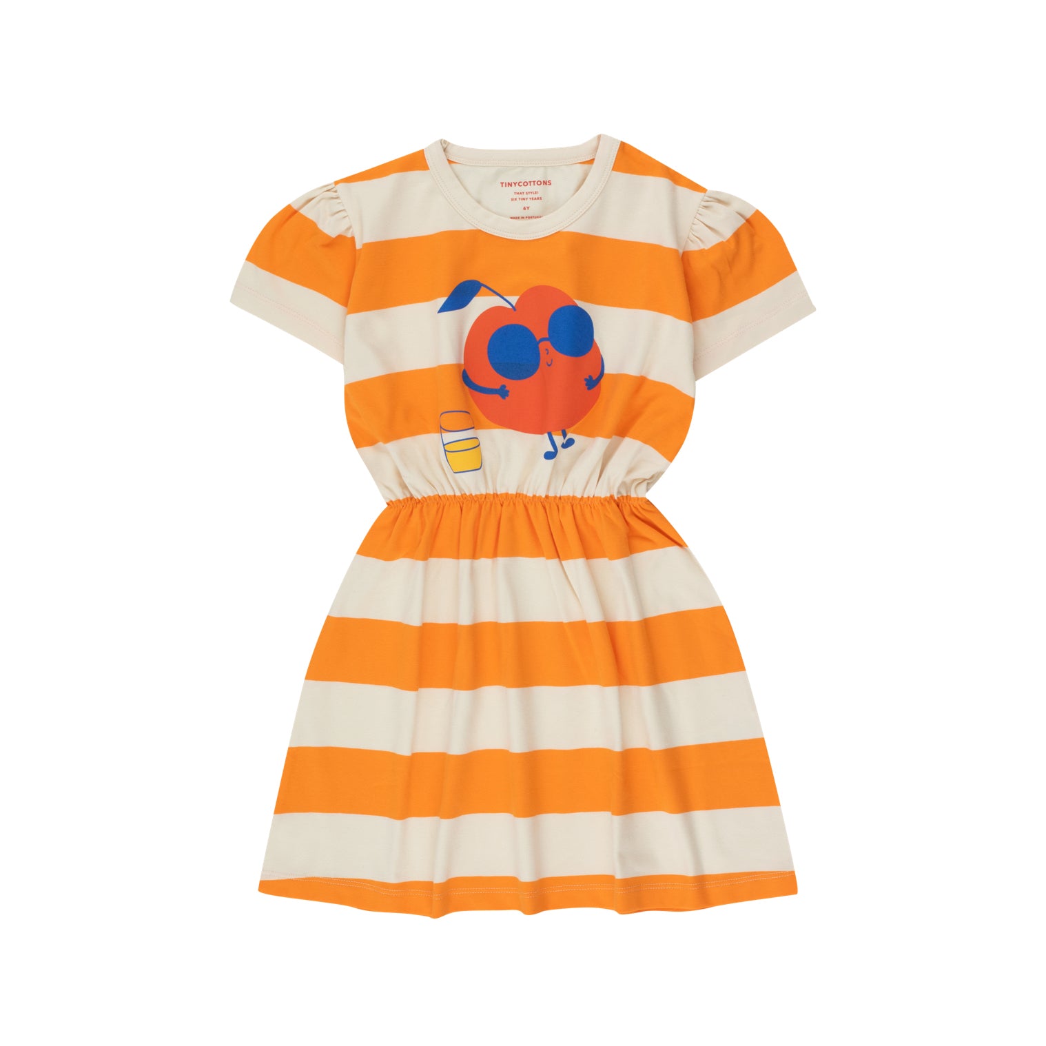 Girls Orange Stripes Cotton Dress
