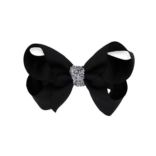 Girls Black Bow Hair Clip - 8cm