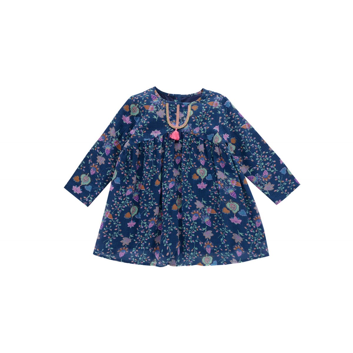 Girls Blue Pine Cone Cotton Dress