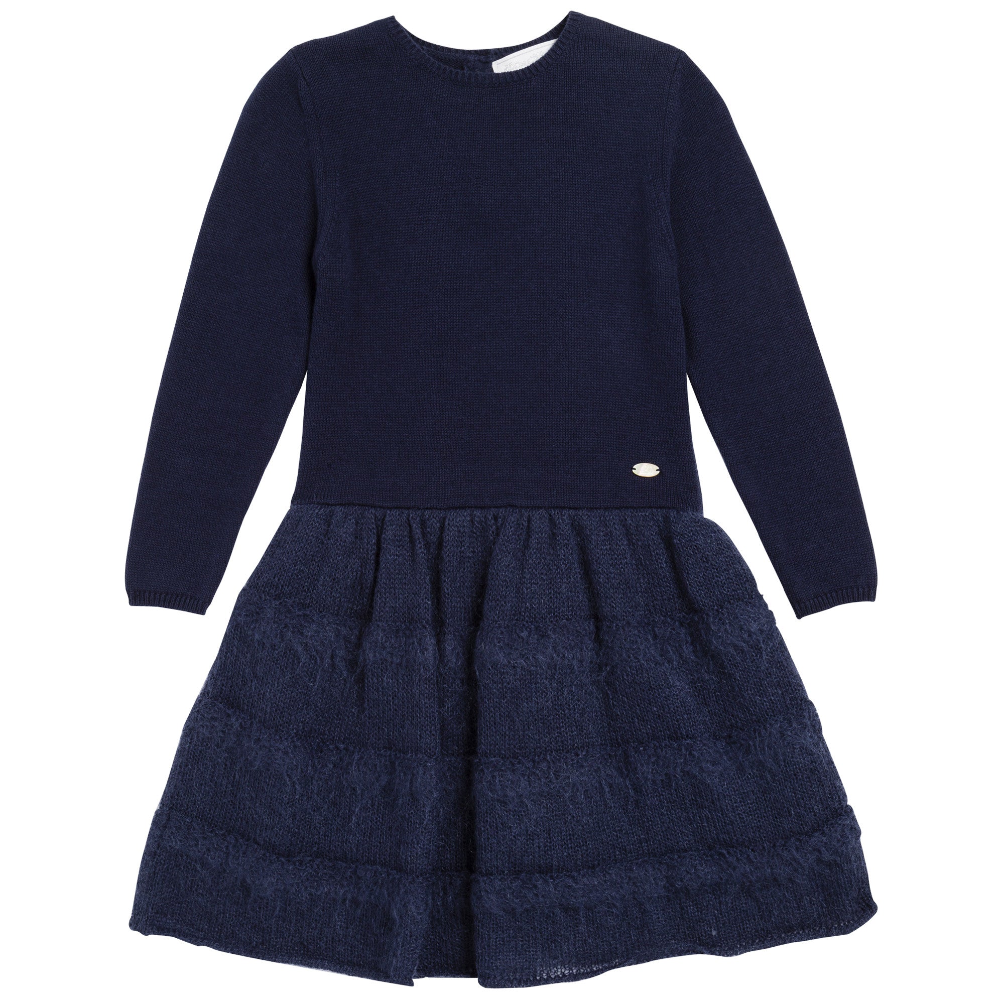 Girls Navy Blue Knitted Dress - CÉMAROSE | Children's Fashion Store