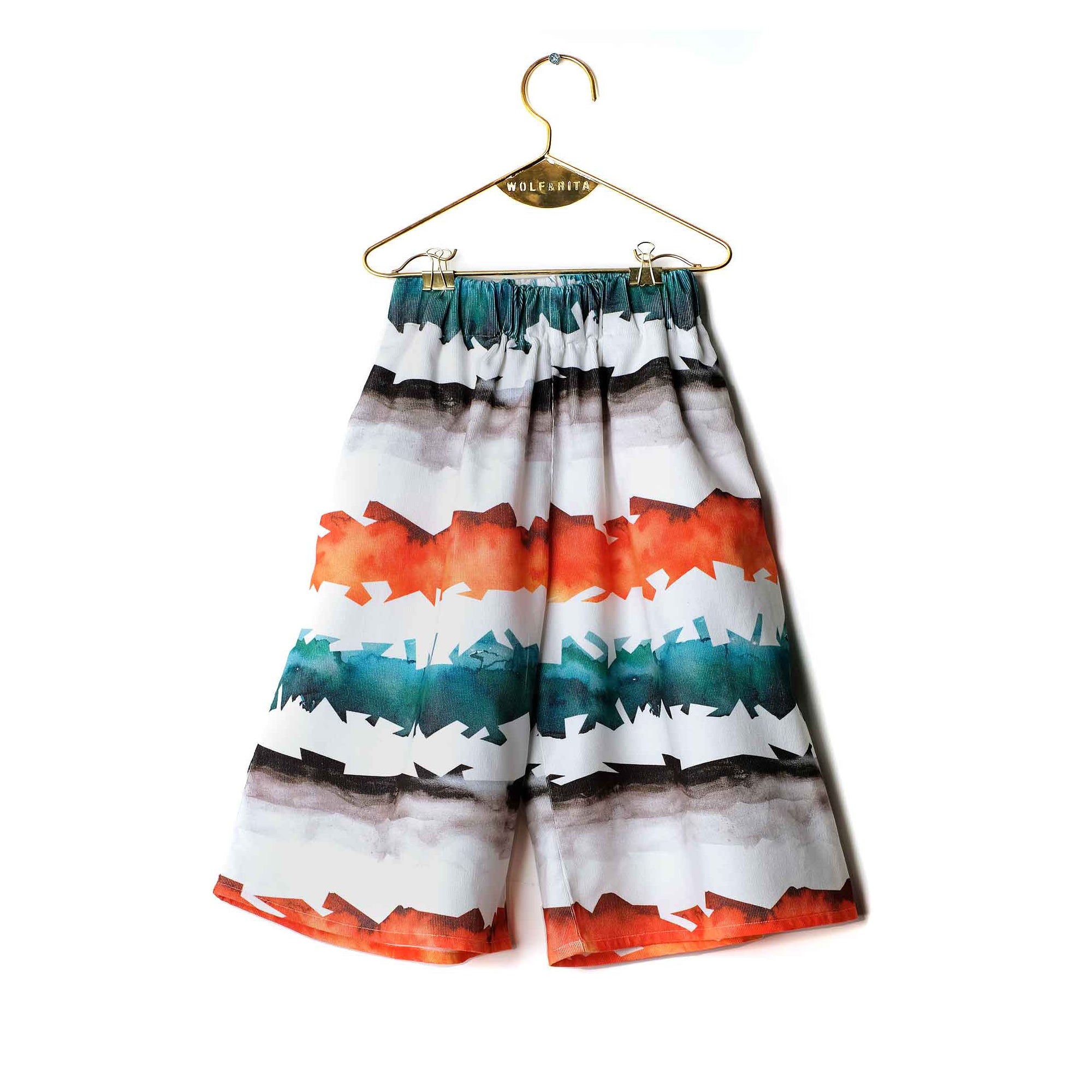 Girls Watercolor Stripes Cotton Trousers