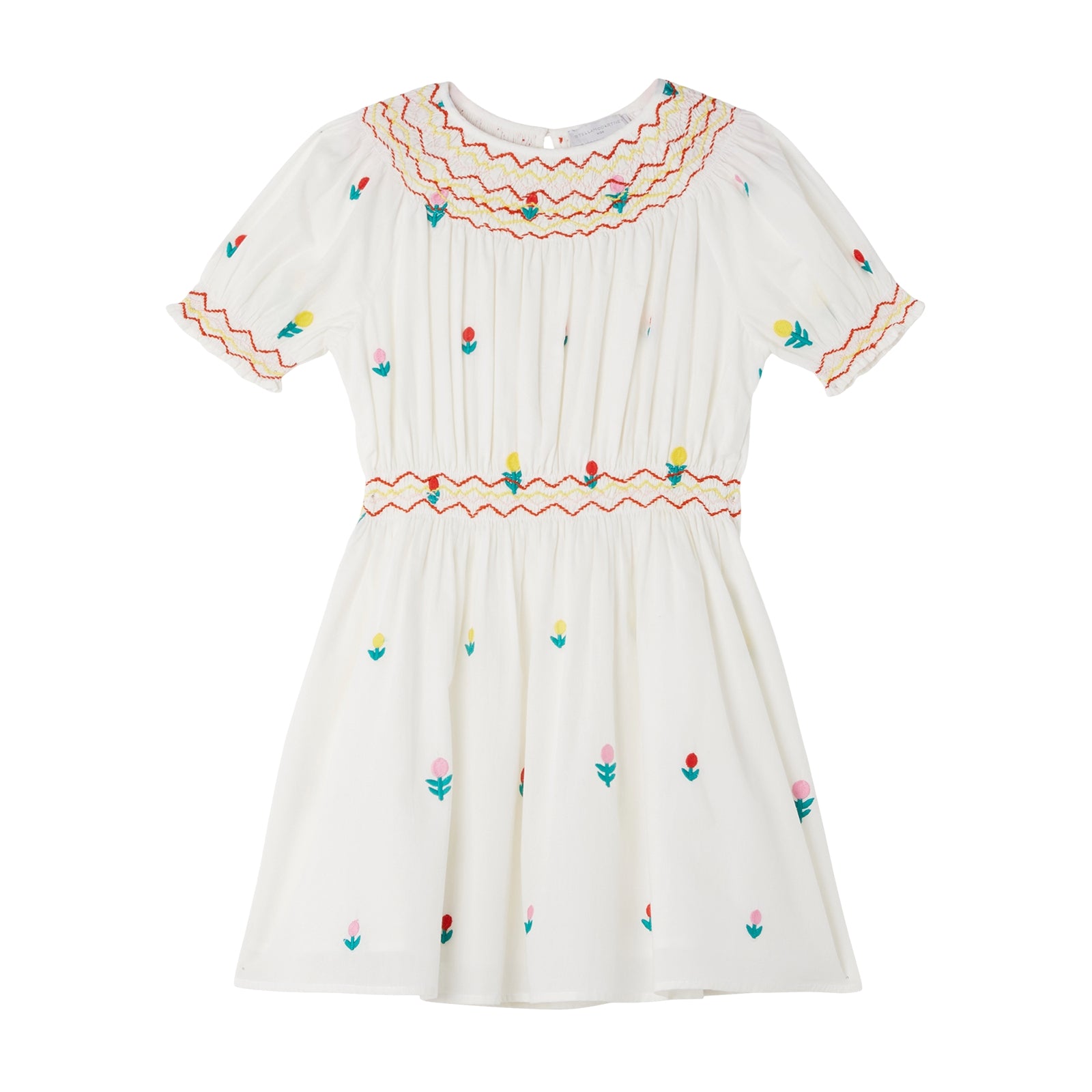 Girls White Embroidered Cotton Dress