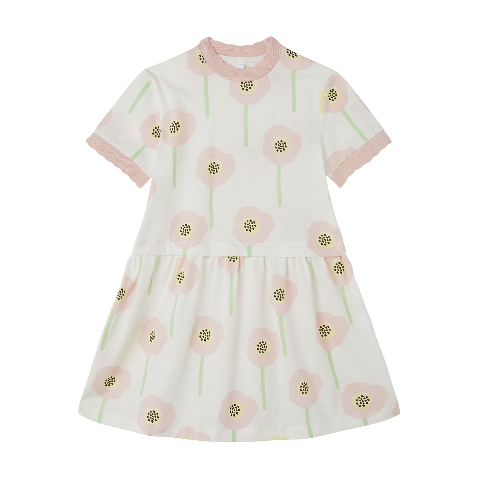 Girls White Flowers Cotton Dress