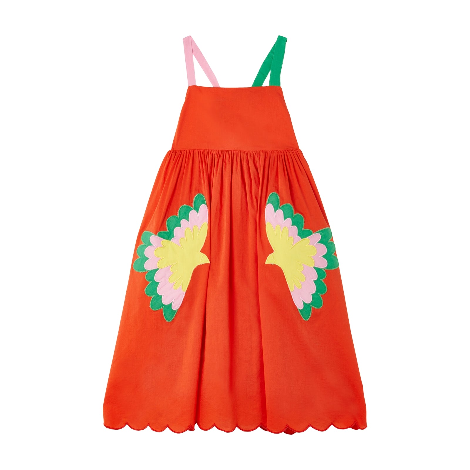 Girls Red Embroidered Cotton Dress