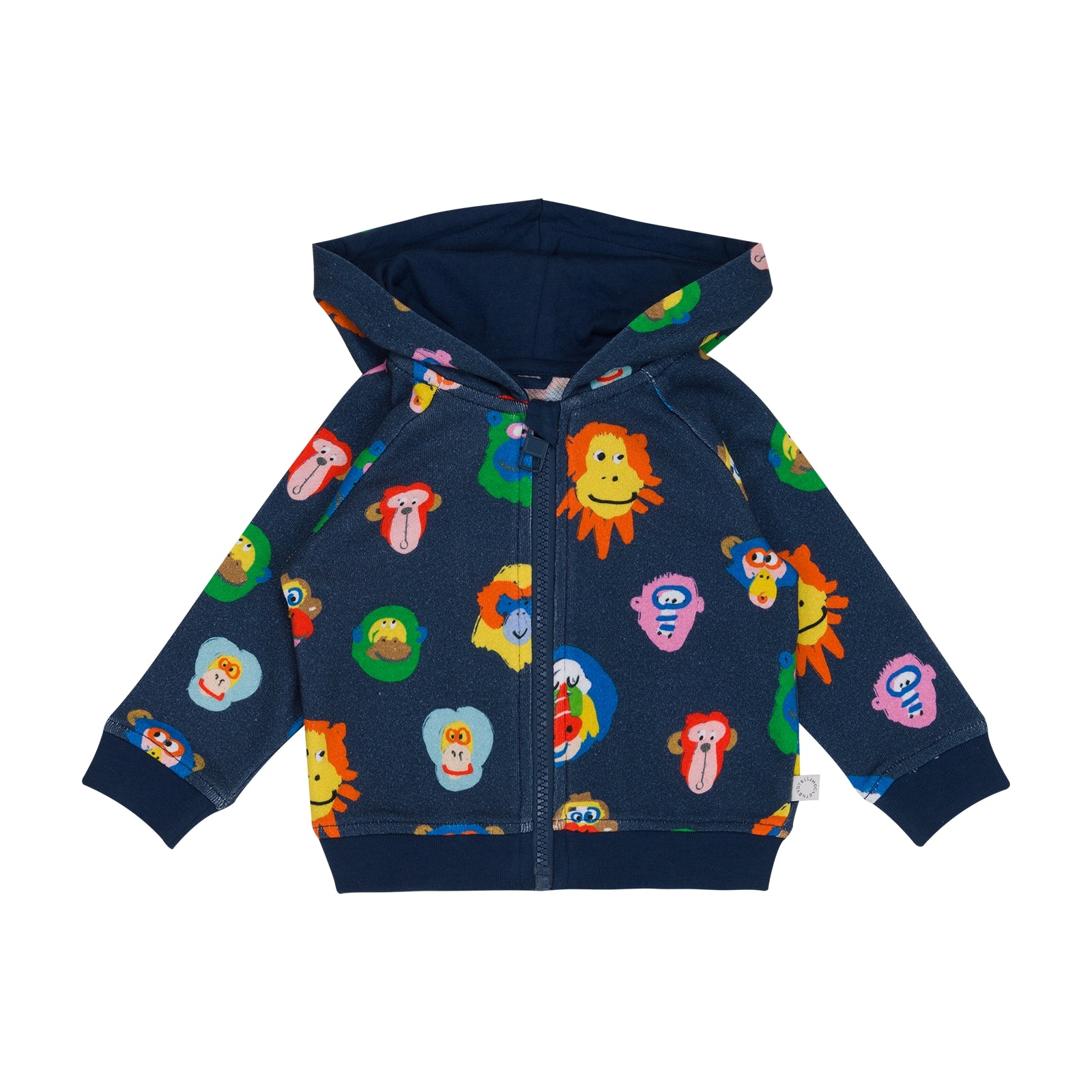 Baby Boys & Girls Blue Printed Zip-Up Top
