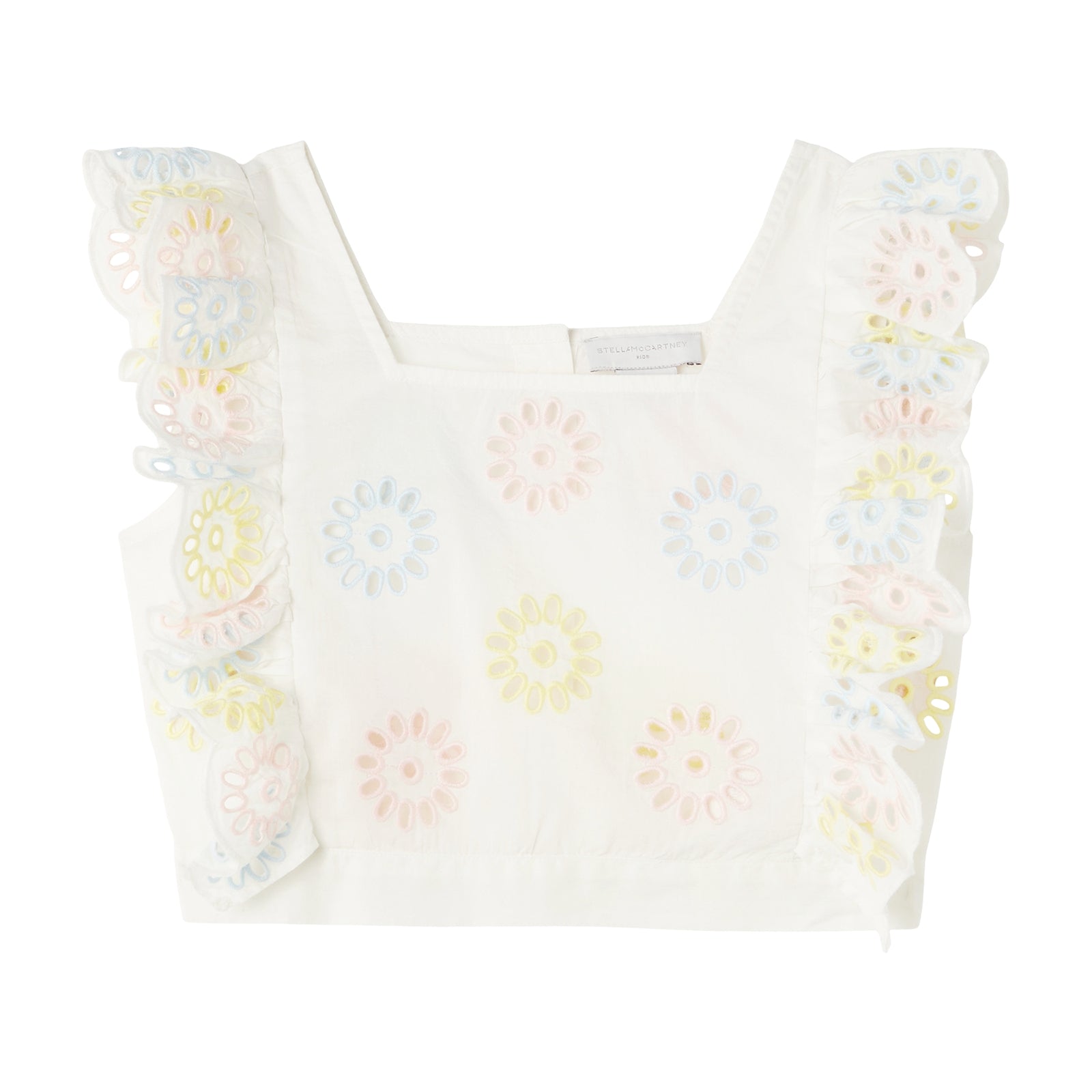 Girls White Embroidered Cotton Top